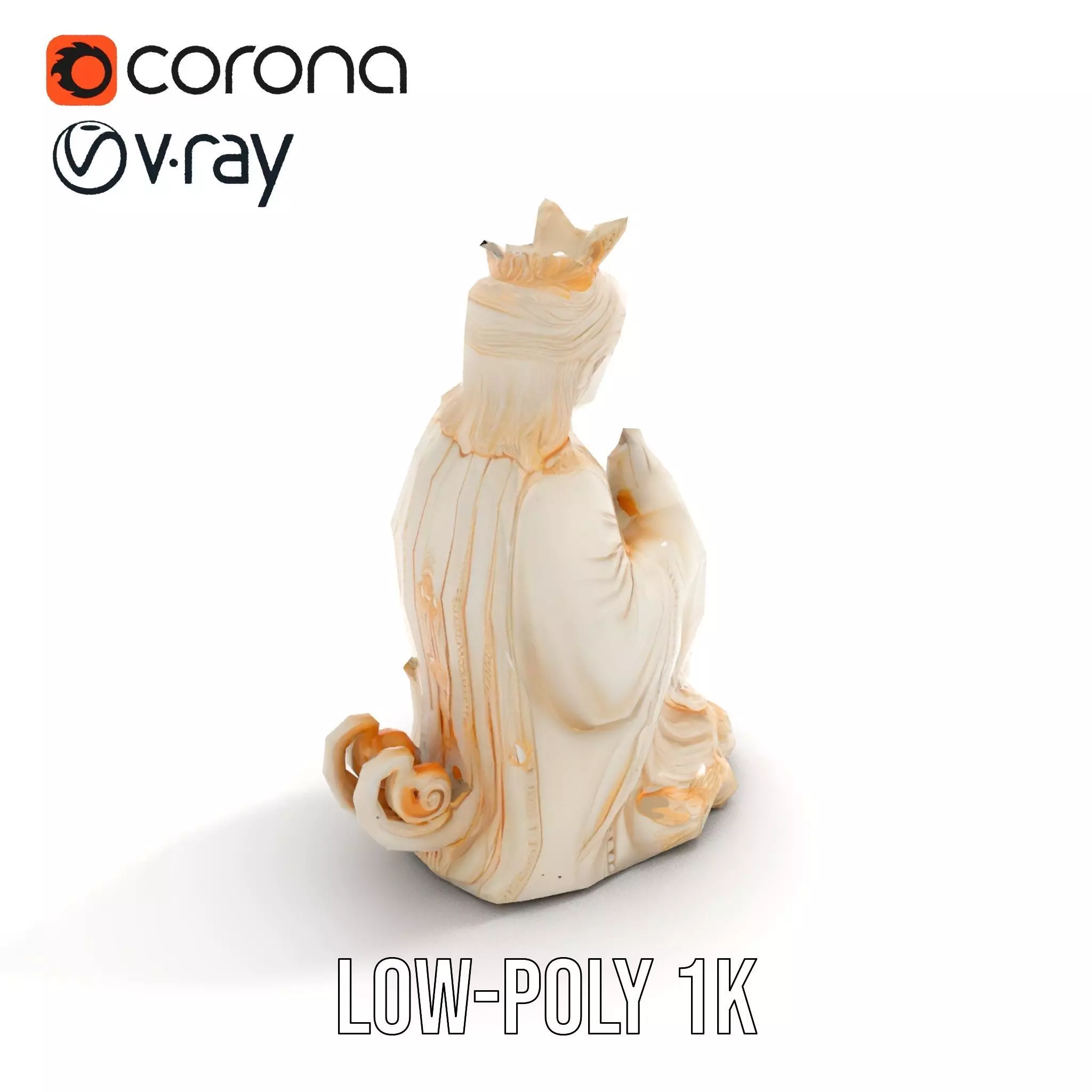 Elegant Ivory Statue model pack Low-poly 3D model_9