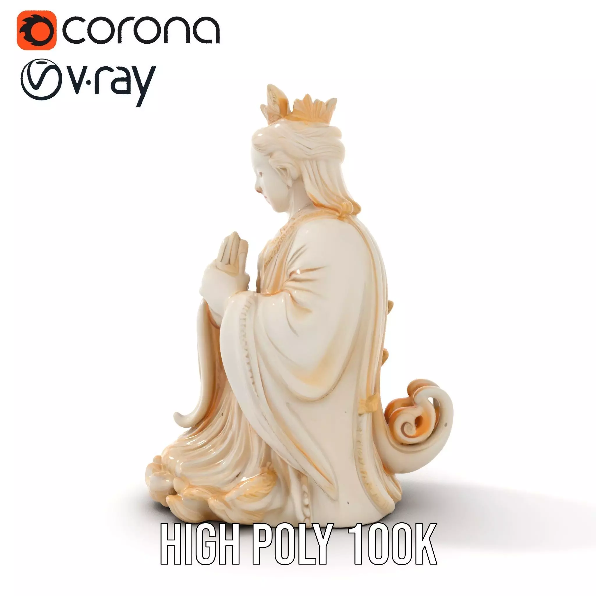 Elegant Ivory Statue model pack Low-poly 3D model_17