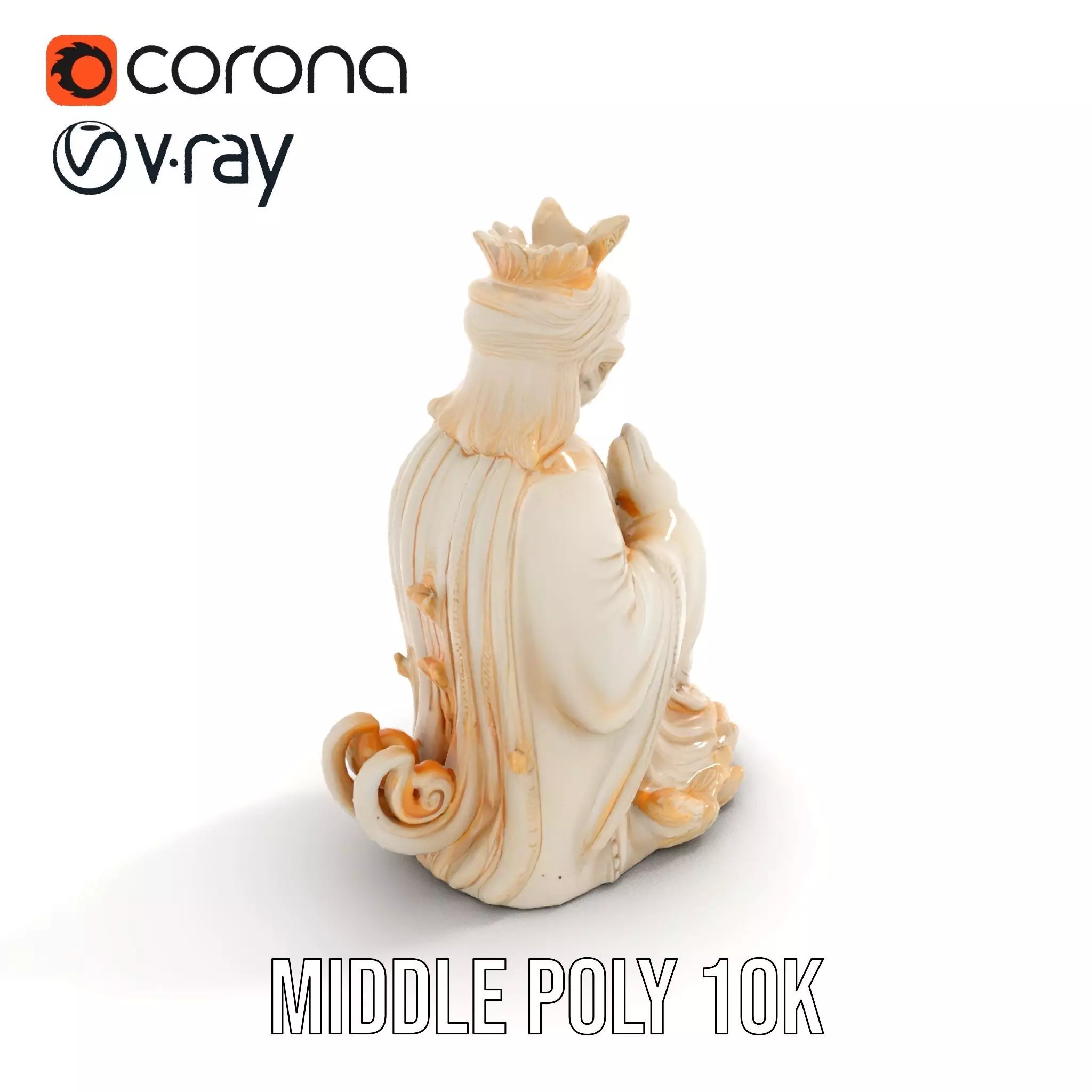 Elegant Ivory Statue model pack Low-poly 3D model_15