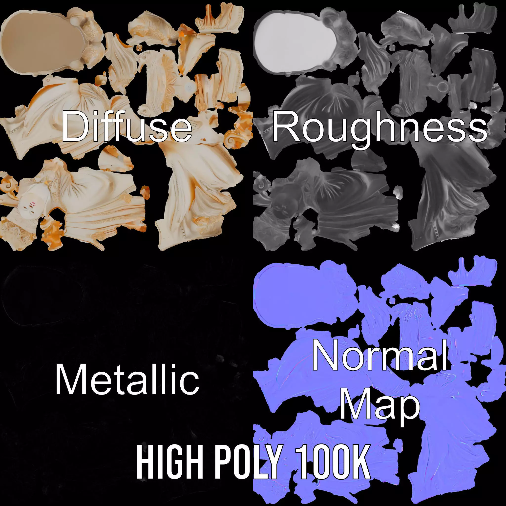 Elegant Ivory Statue model pack Low-poly 3D model_3