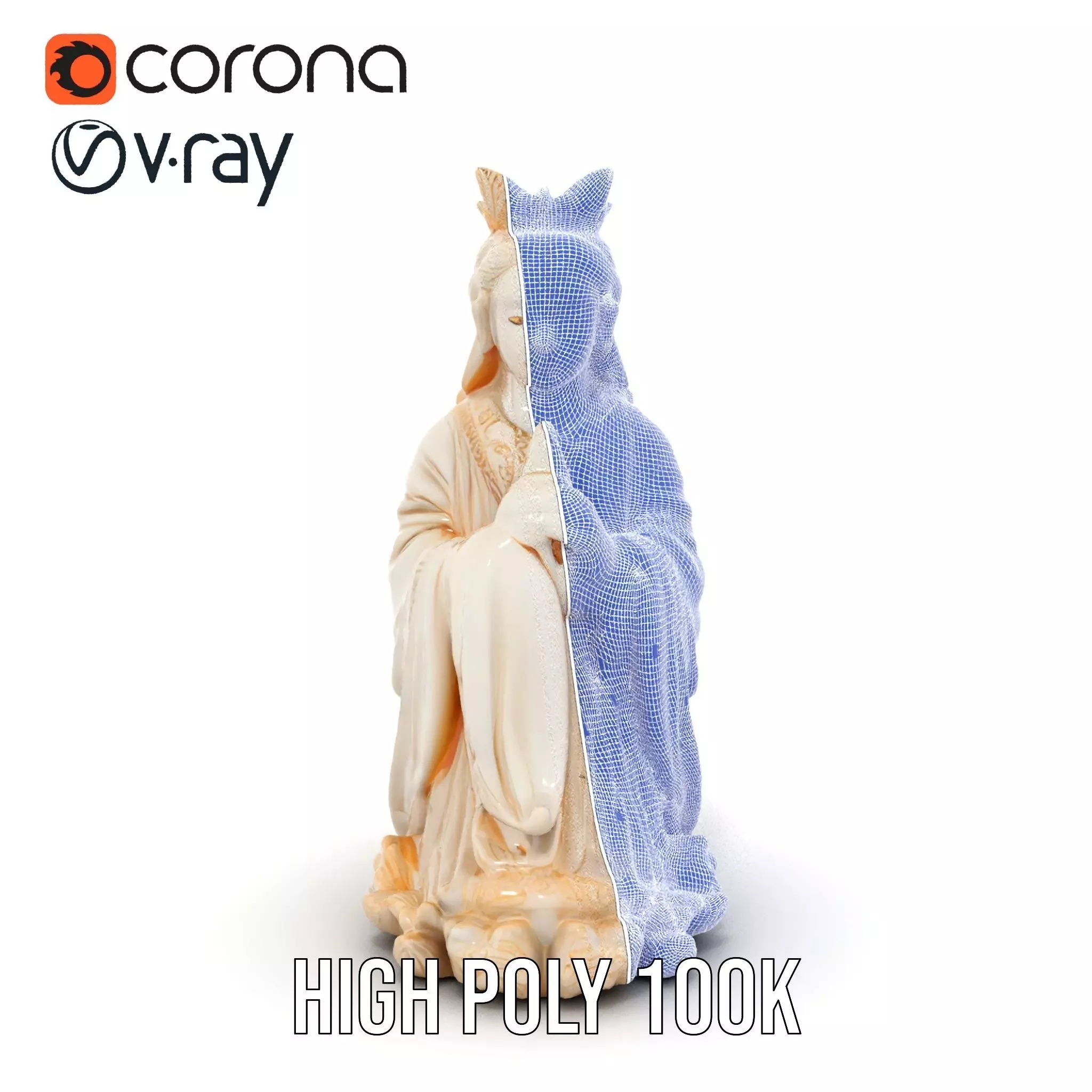 Elegant Ivory Statue model pack Low-poly 3D model_34
