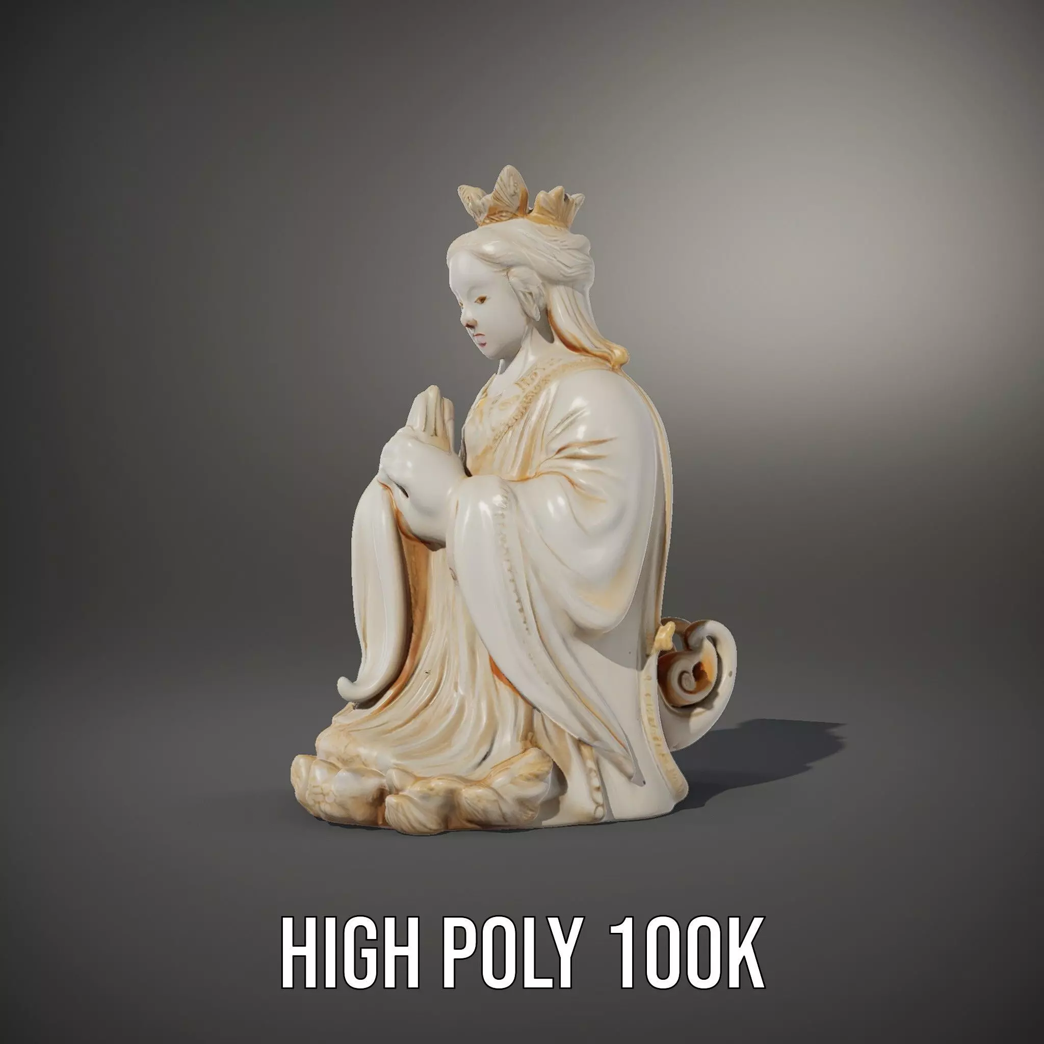 Elegant Ivory Statue model pack Low-poly 3D model_10