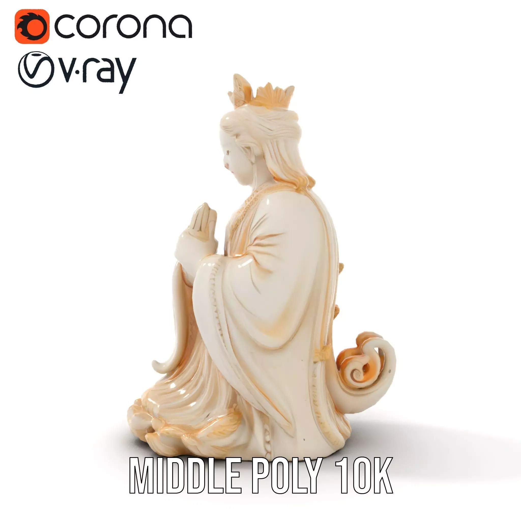 Elegant Ivory Statue model pack Low-poly 3D model_5