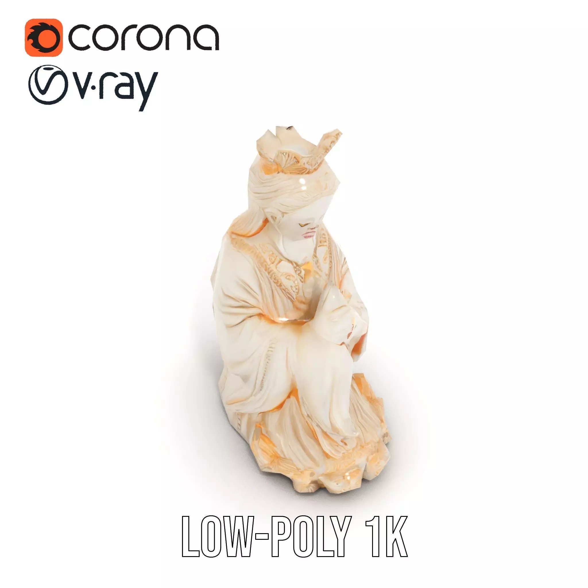 Elegant Ivory Statue model pack Low-poly 3D model_7