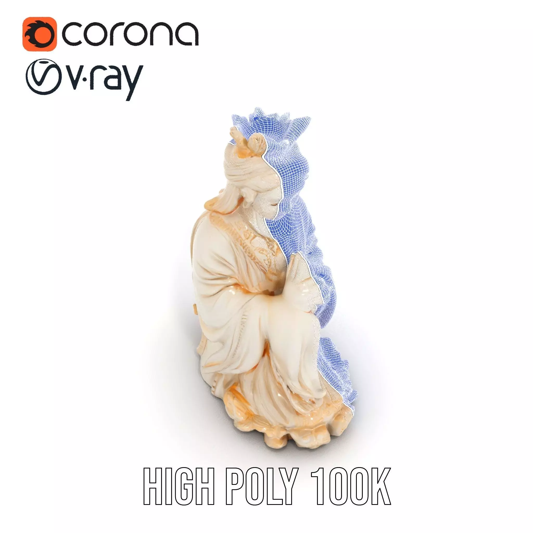 Elegant Ivory Statue model pack Low-poly 3D model_33