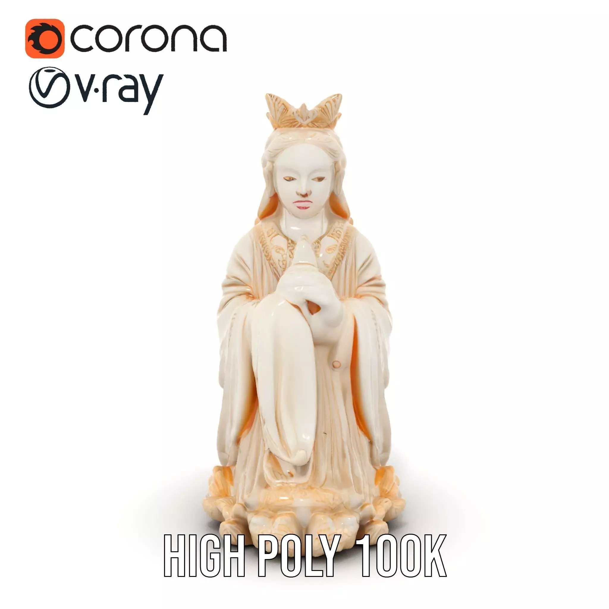 Elegant Ivory Statue model pack Low-poly 3D model_32