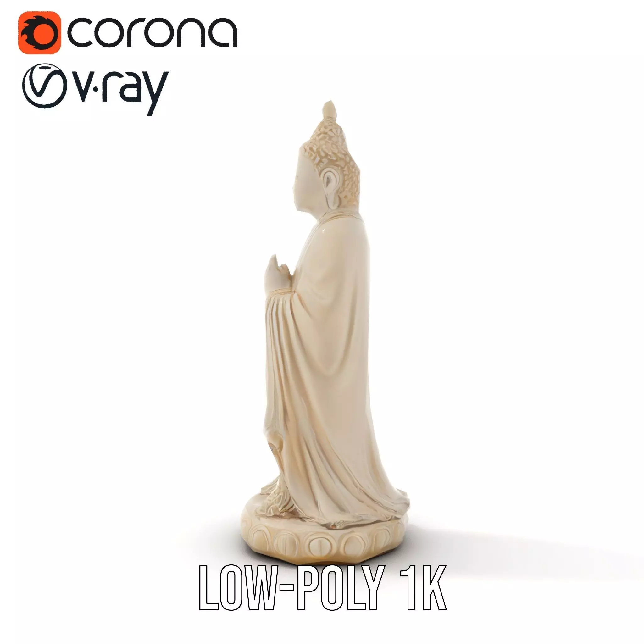Ivory Buddha Statue model pack Low-poly 3D model_12