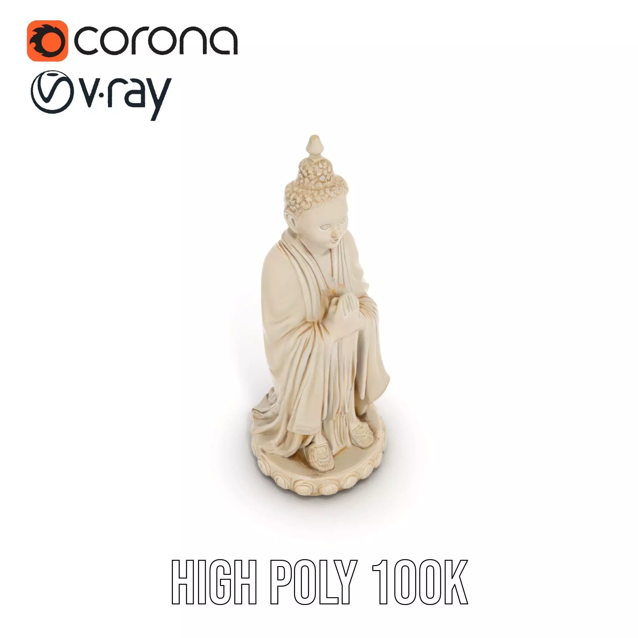 Ivory Buddha Statue model pack Low-poly 3D model_15