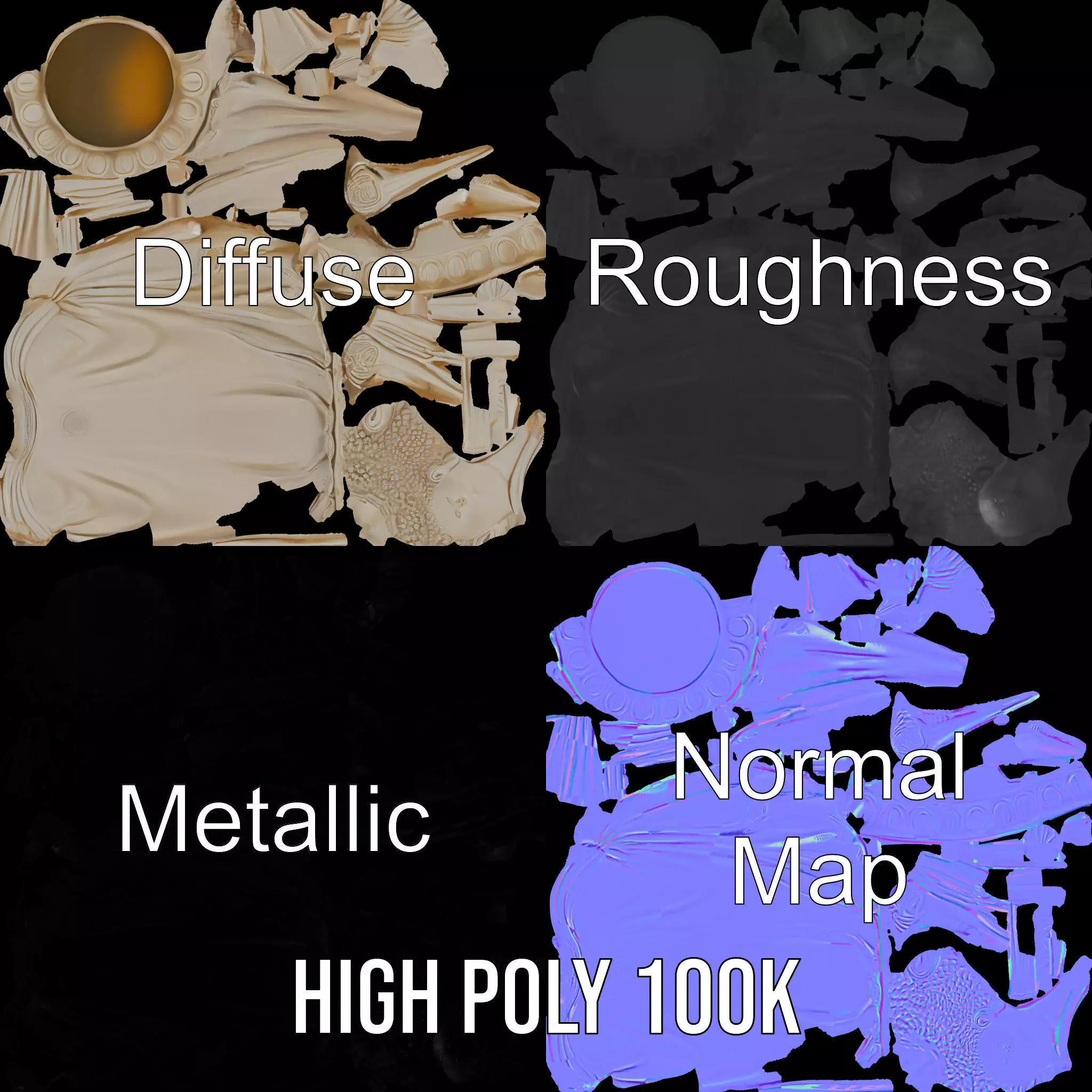 Ivory Buddha Statue model pack Low-poly 3D model_3