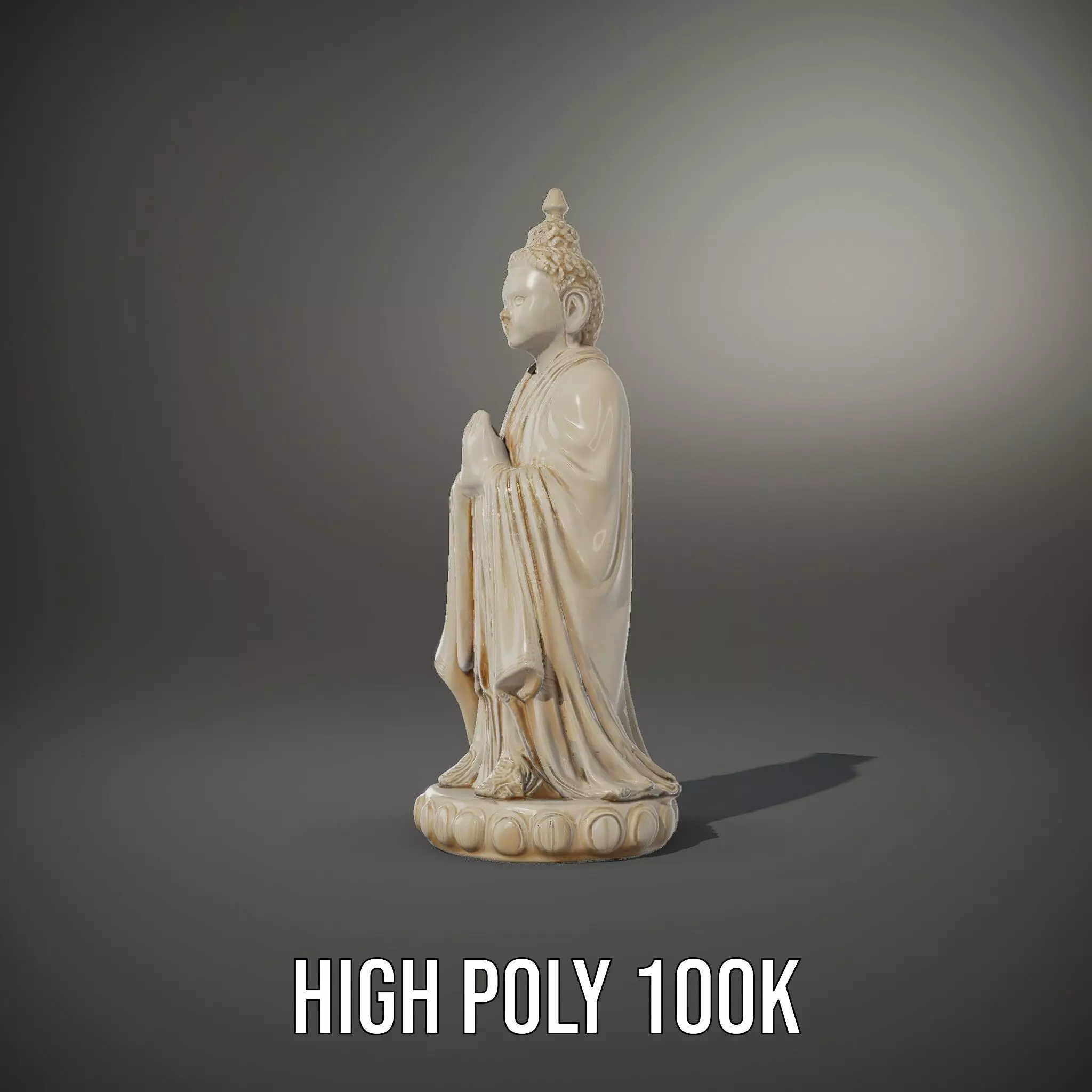 Ivory Buddha Statue model pack Low-poly 3D model_8