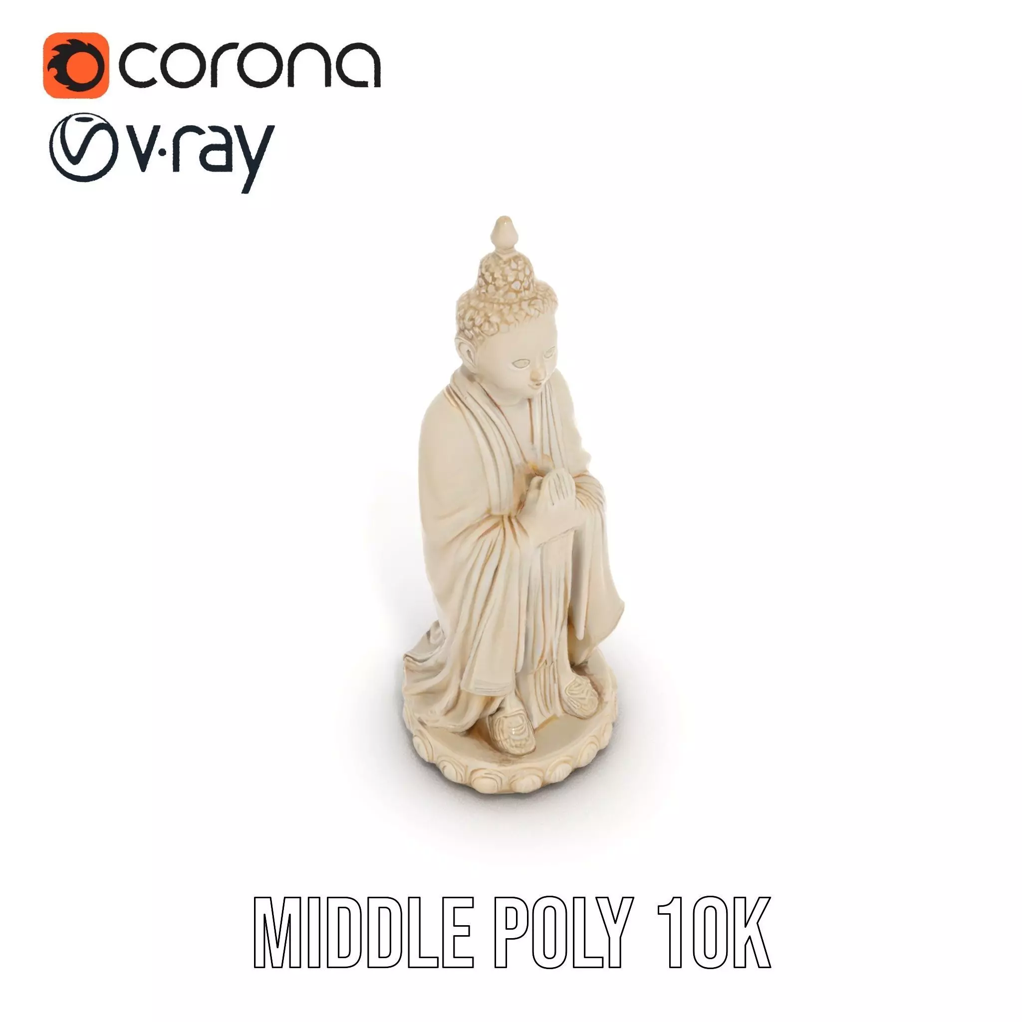 Ivory Buddha Statue model pack Low-poly 3D model_5