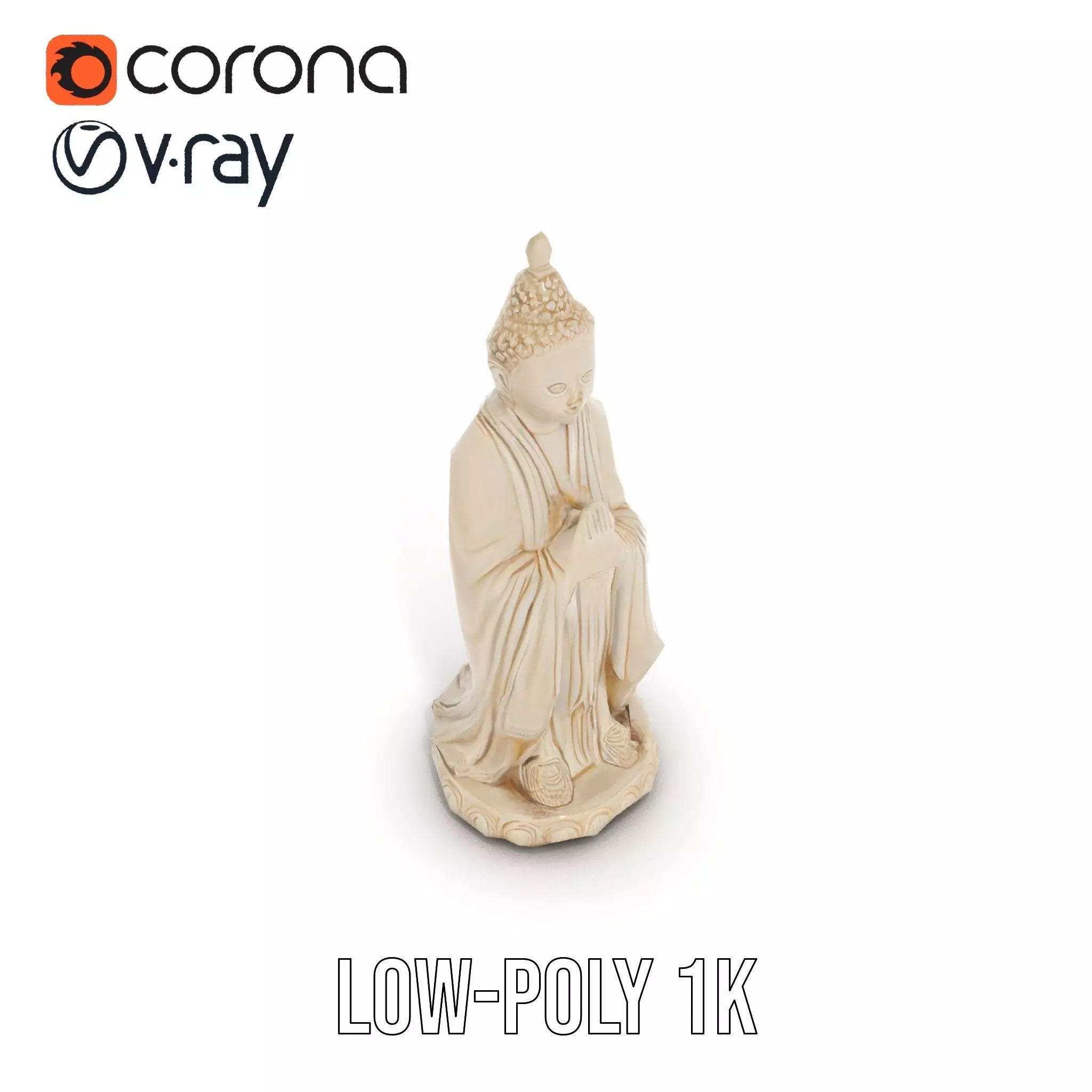 Ivory Buddha Statue model pack Low-poly 3D model_20
