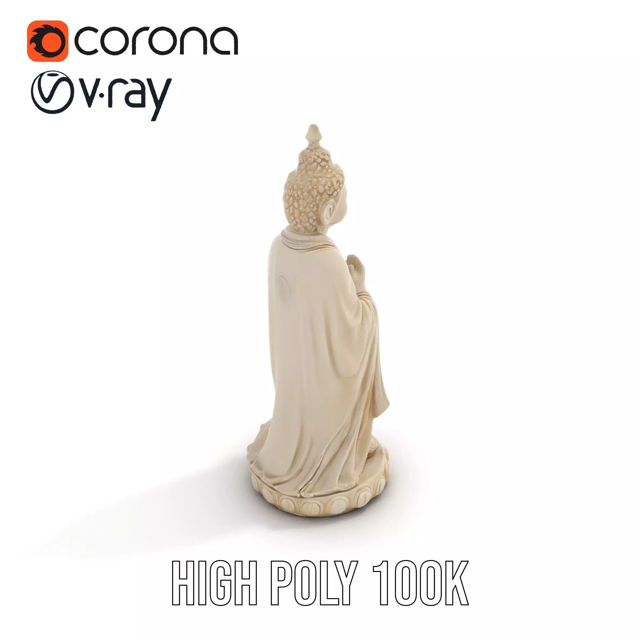 Ivory Buddha Statue model pack Low-poly 3D model_23