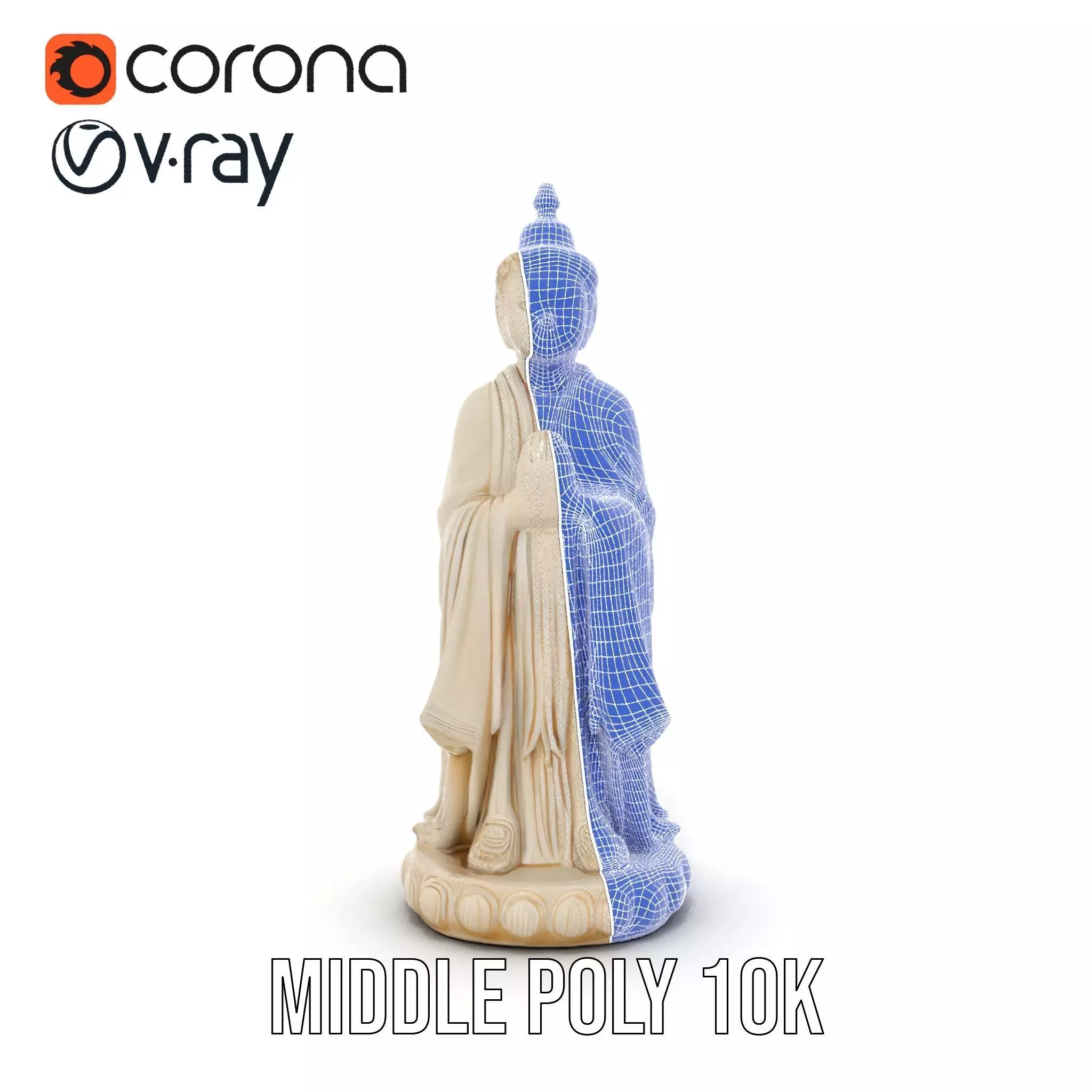 Ivory Buddha Statue model pack Low-poly 3D model_13