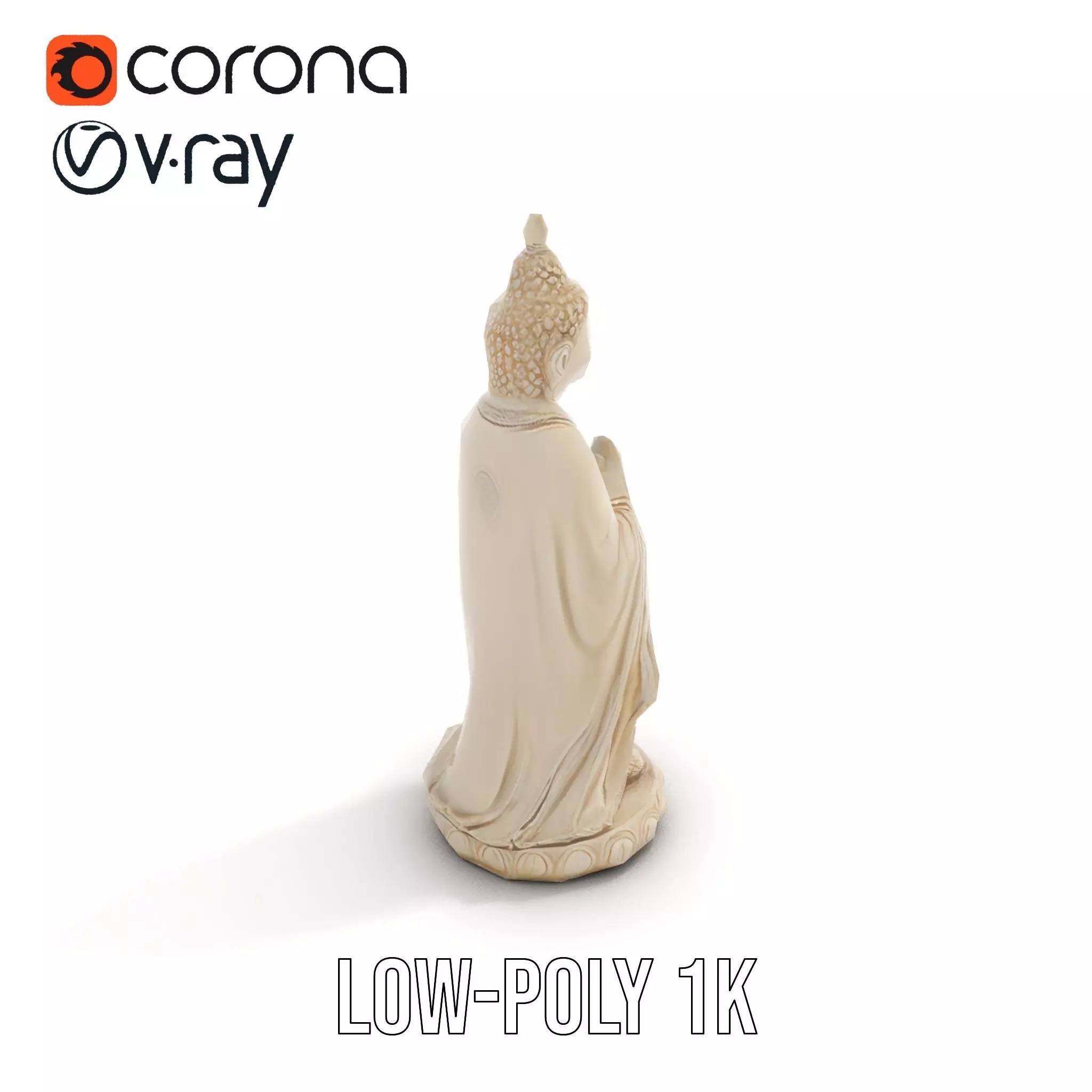 Ivory Buddha Statue model pack Low-poly 3D model_7