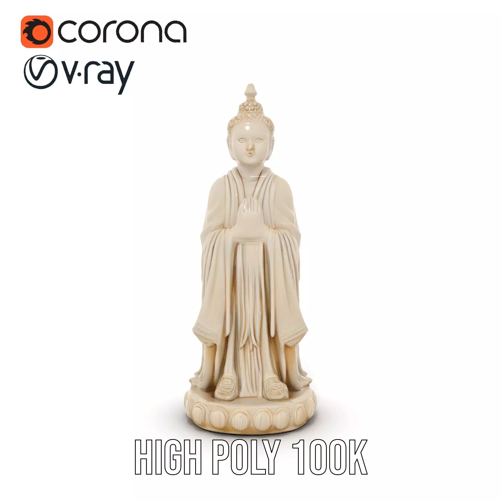 Ivory Buddha Statue model pack Low-poly 3D model_26