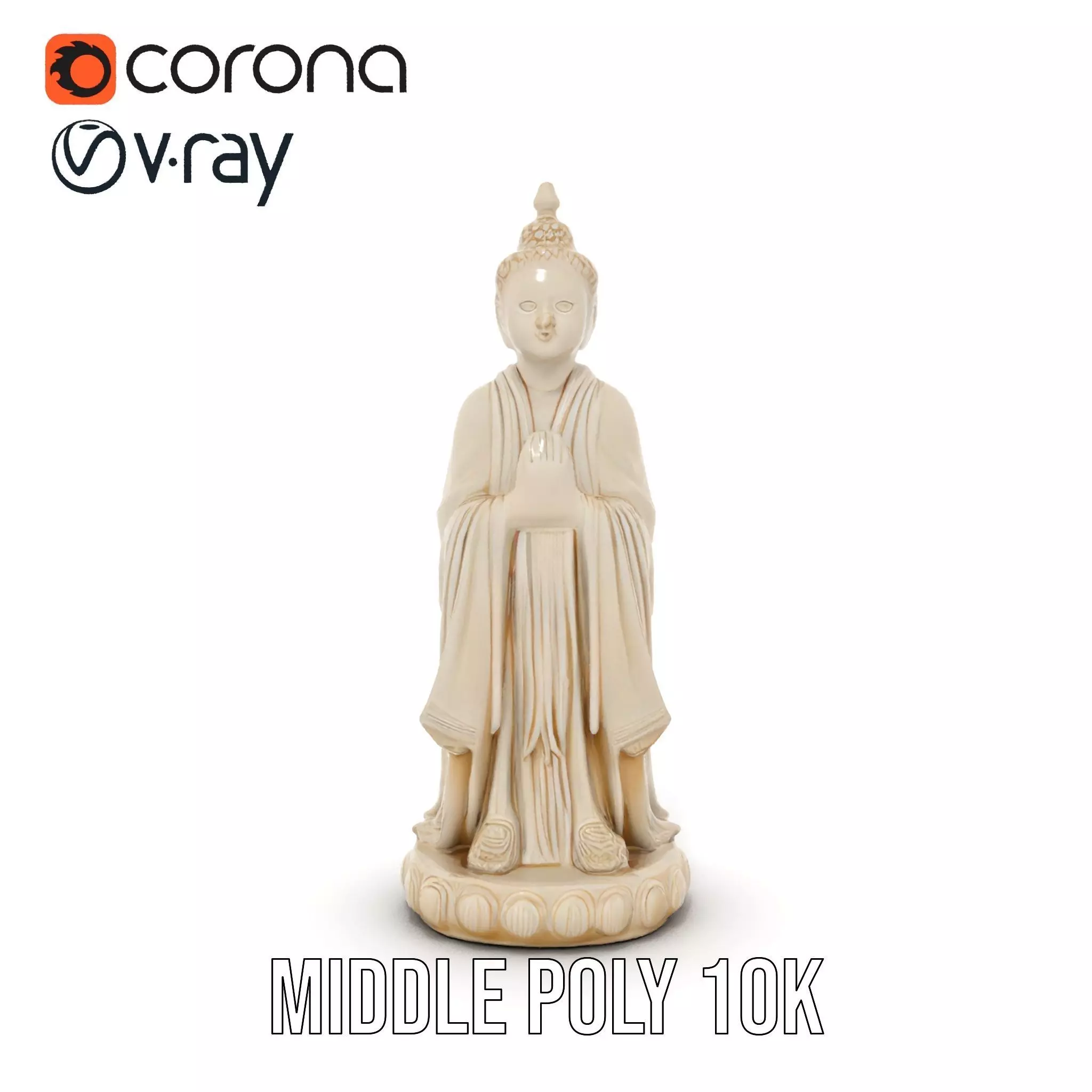 Ivory Buddha Statue model pack Low-poly 3D model_16