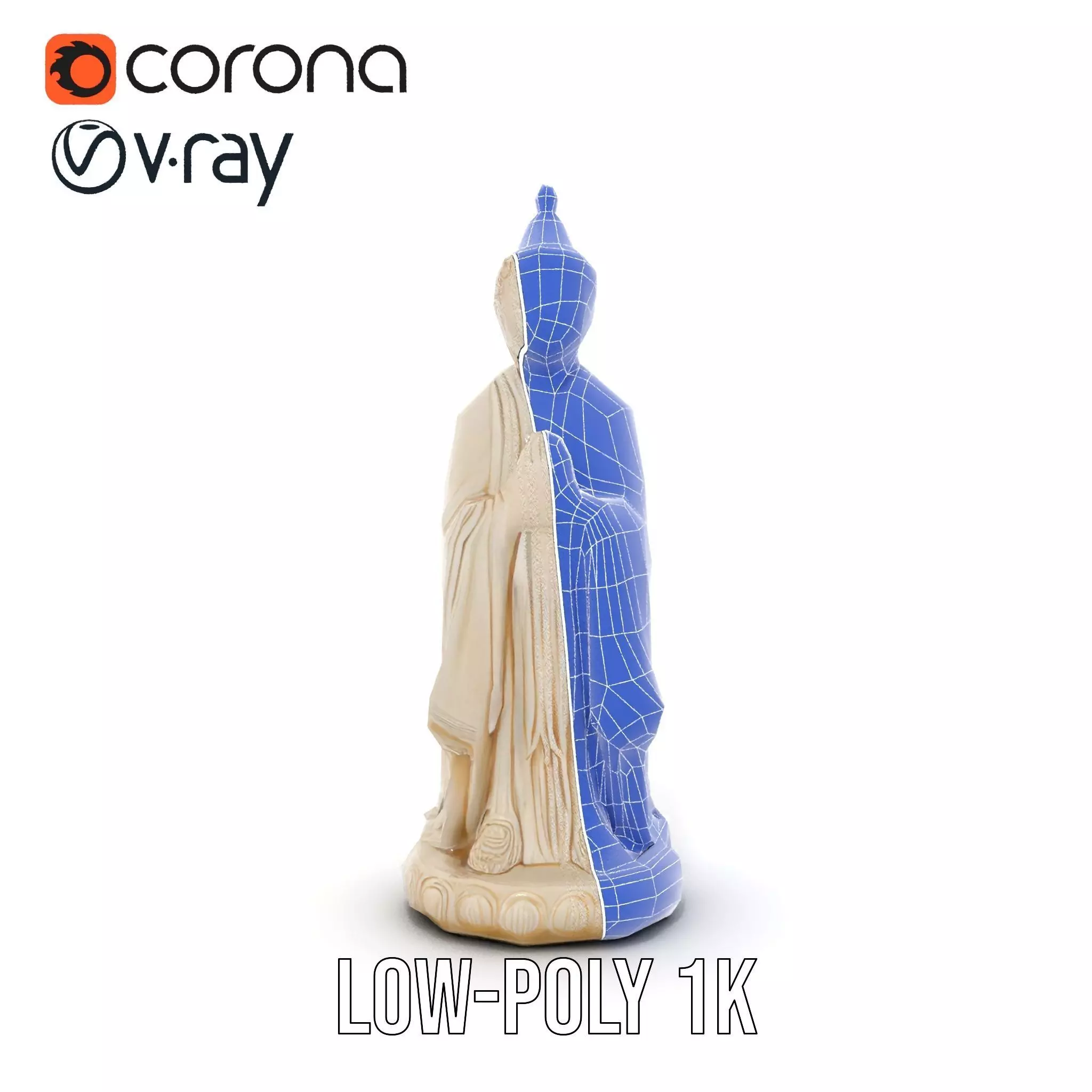 Ivory Buddha Statue model pack Low-poly 3D model_25