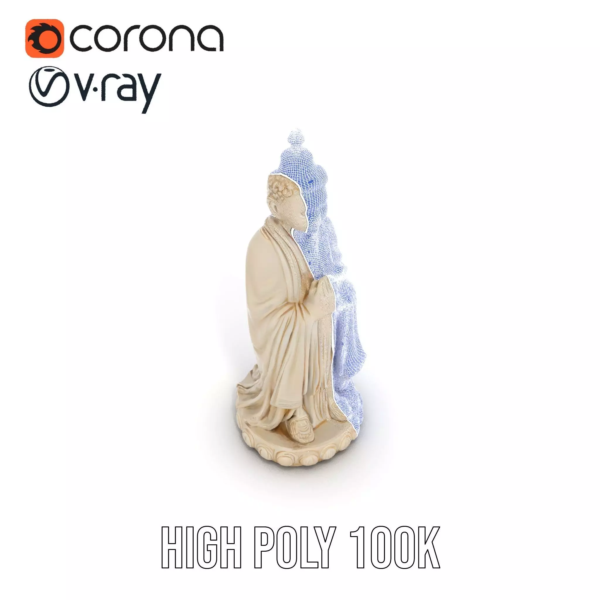 Ivory Buddha Statue model pack Low-poly 3D model_34