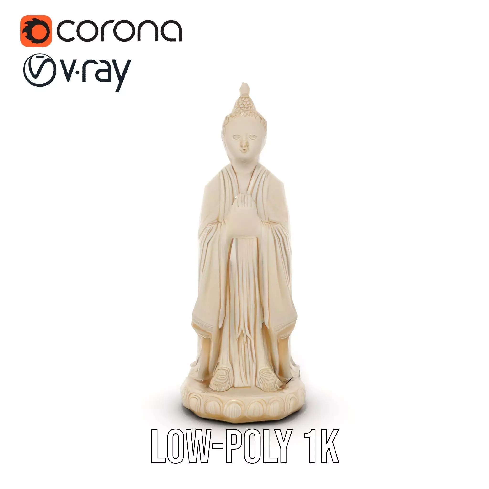 Ivory Buddha Statue model pack Low-poly 3D model_17