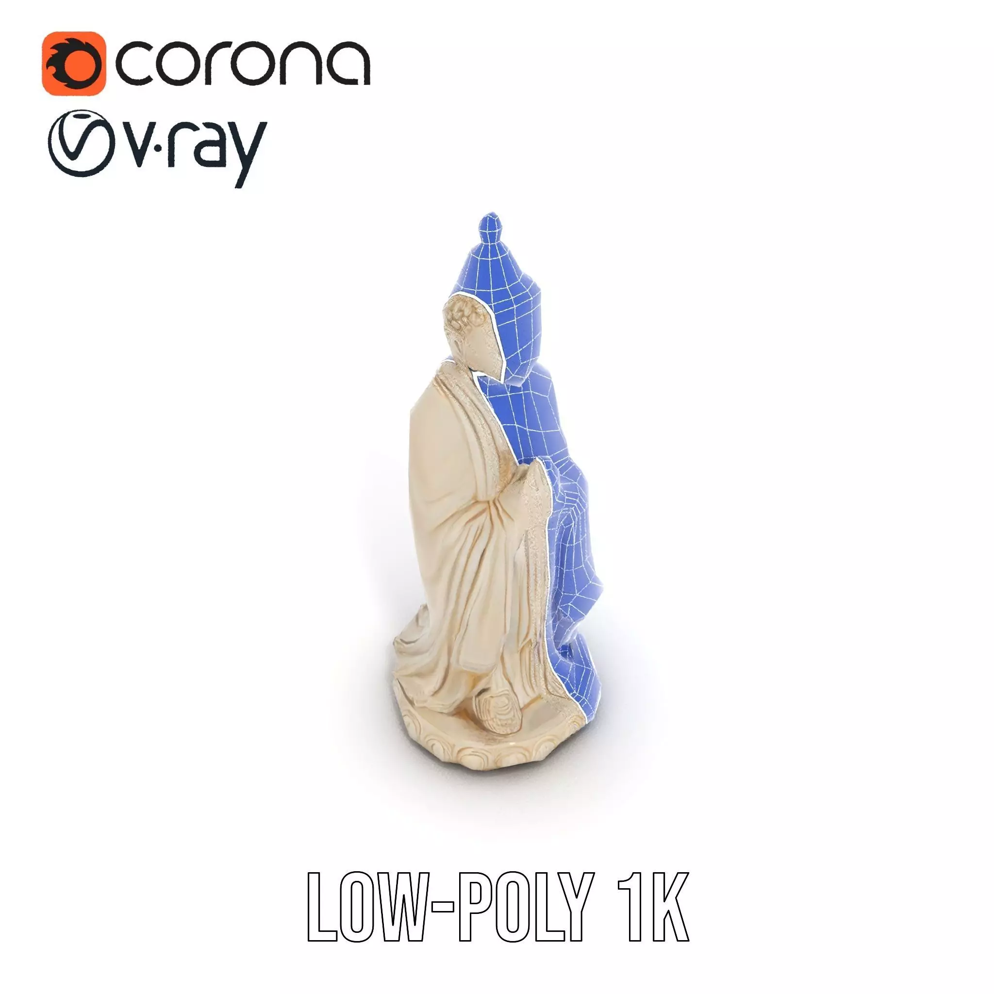 Ivory Buddha Statue model pack Low-poly 3D model_22