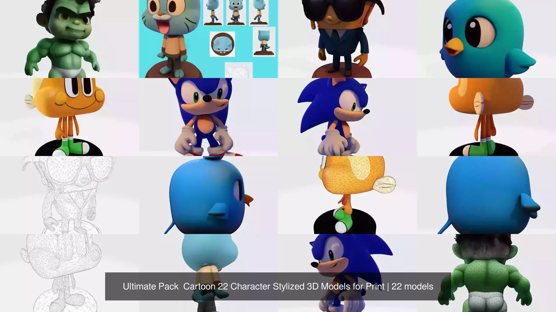 Ultimate Pack  Cartoon 22 Character Stylized 3D Models for Print 3D Model Collection_2