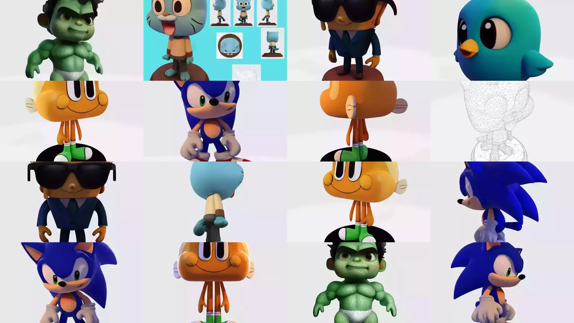 Ultimate Pack  Cartoon 22 Character Stylized 3D Models for Print 3D Model Collection_1