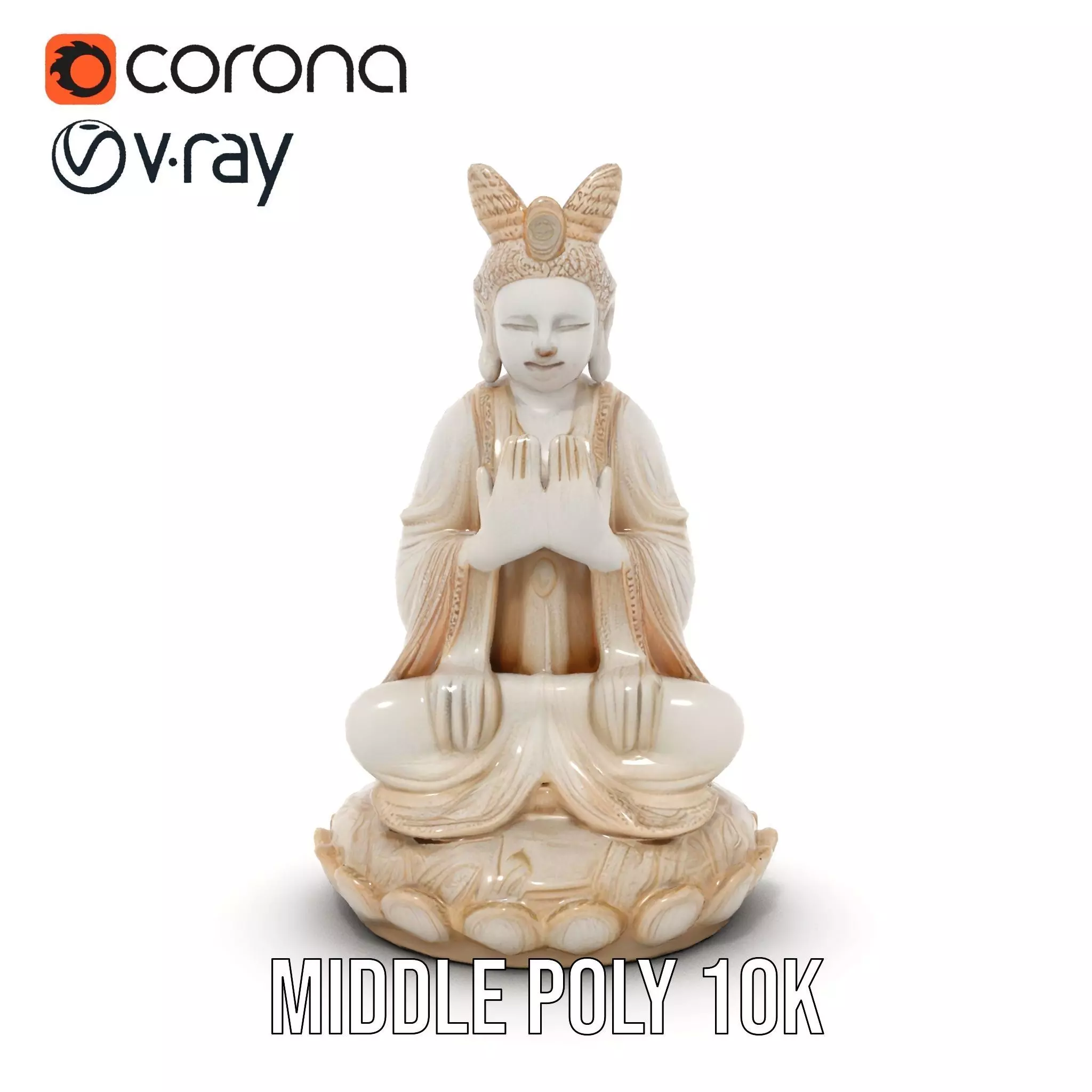 Serene Ivory Buddha model pack Low-poly 3D model_21