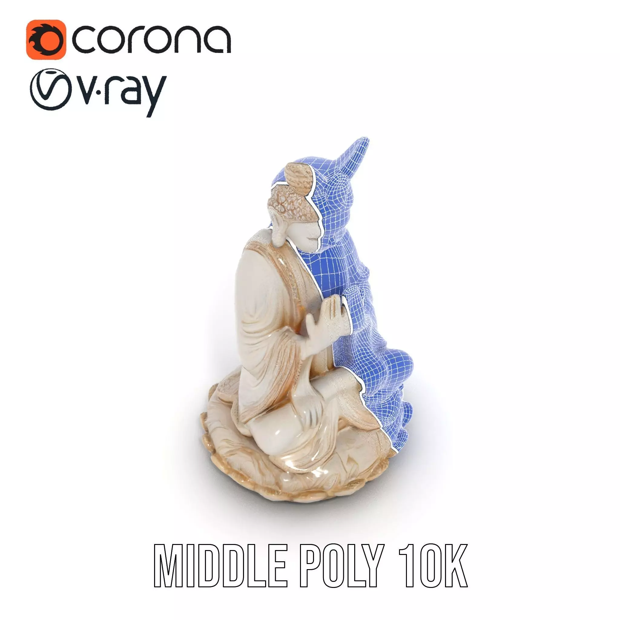 Serene Ivory Buddha model pack Low-poly 3D model_26