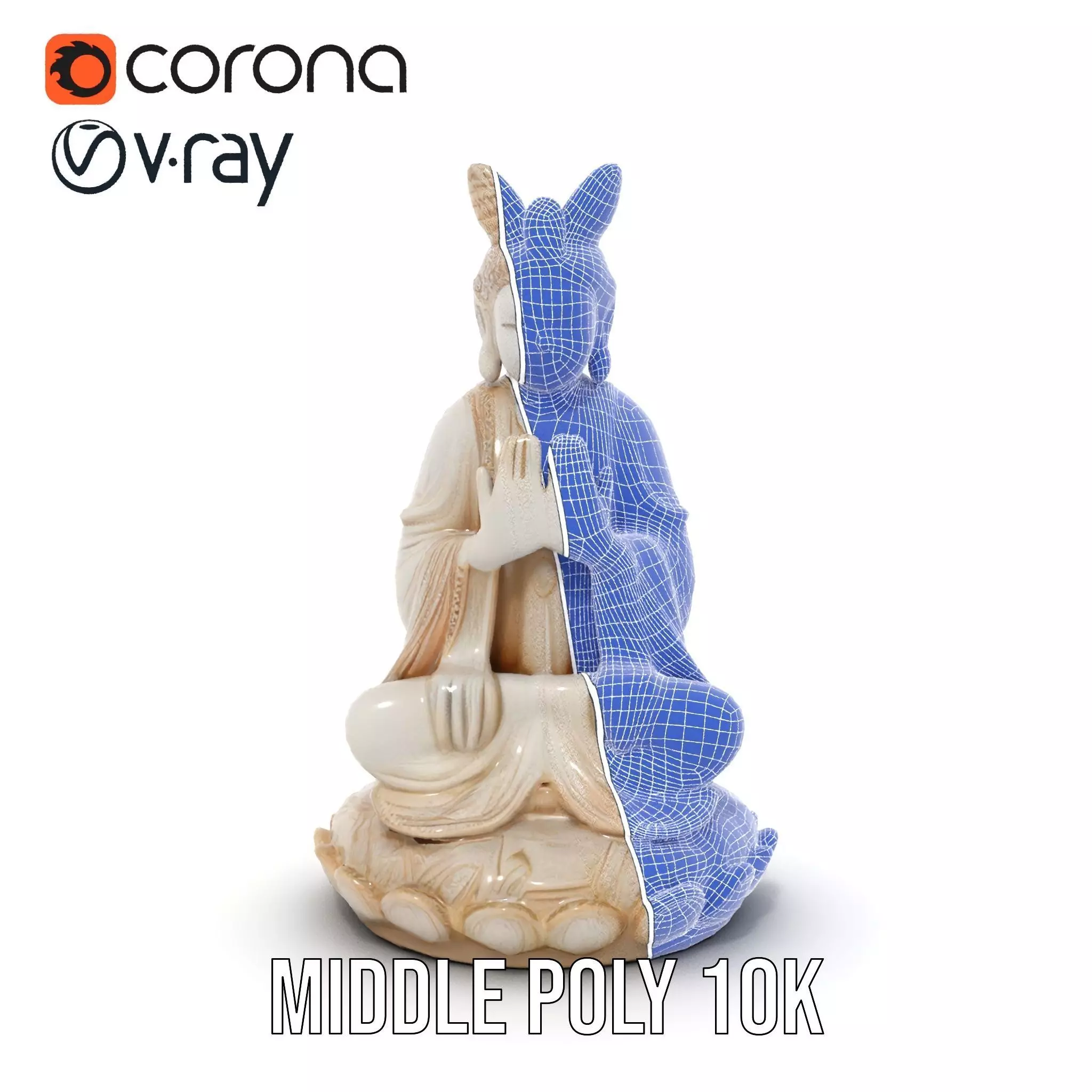 Serene Ivory Buddha model pack Low-poly 3D model_16