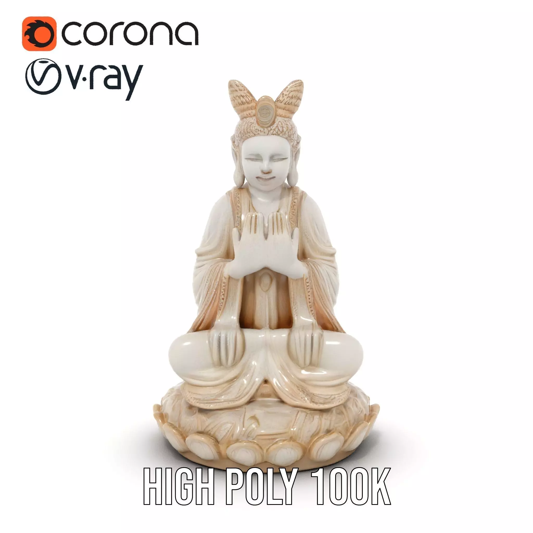 Serene Ivory Buddha model pack Low-poly 3D model_28