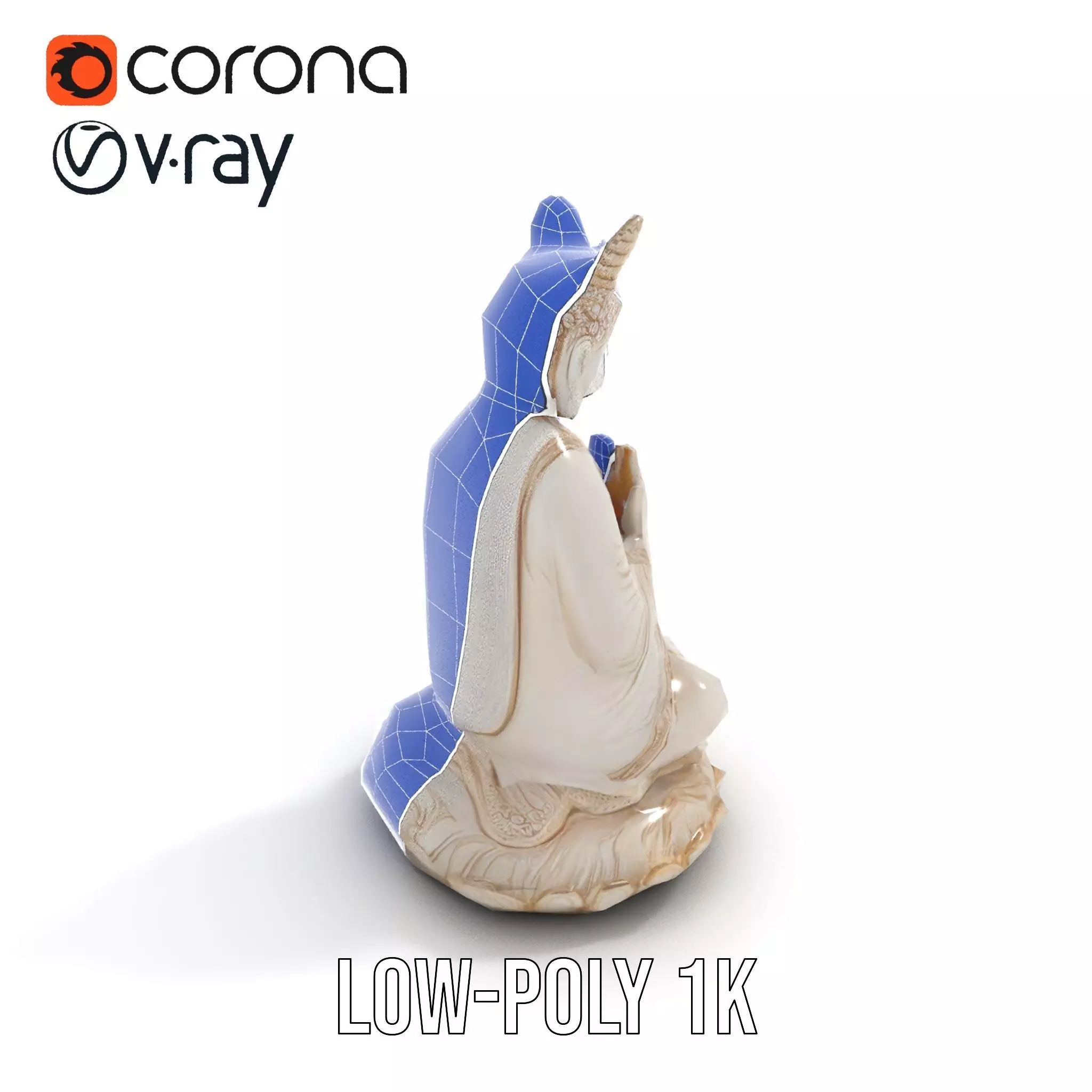 Serene Ivory Buddha model pack Low-poly 3D model_19