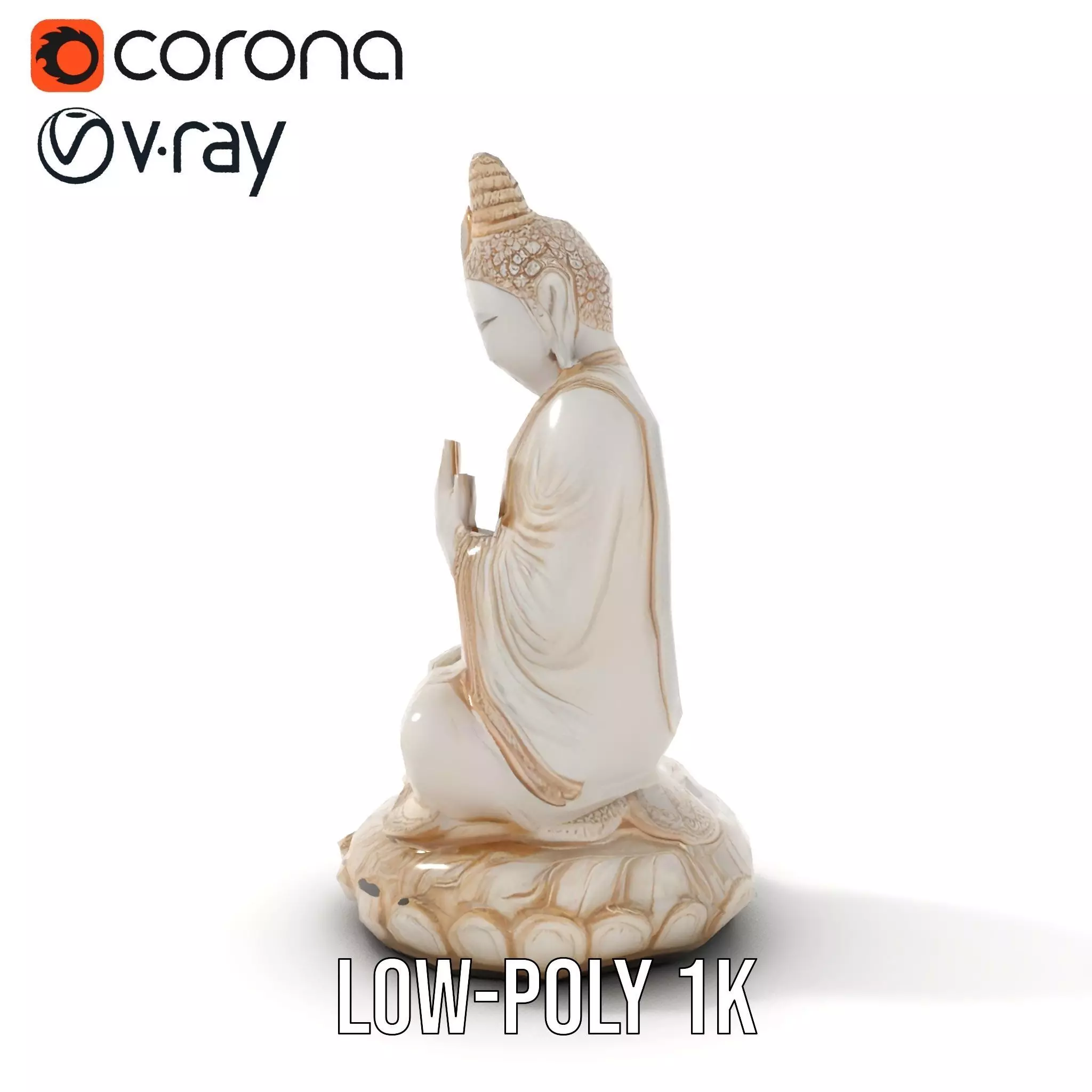 Serene Ivory Buddha model pack Low-poly 3D model_9