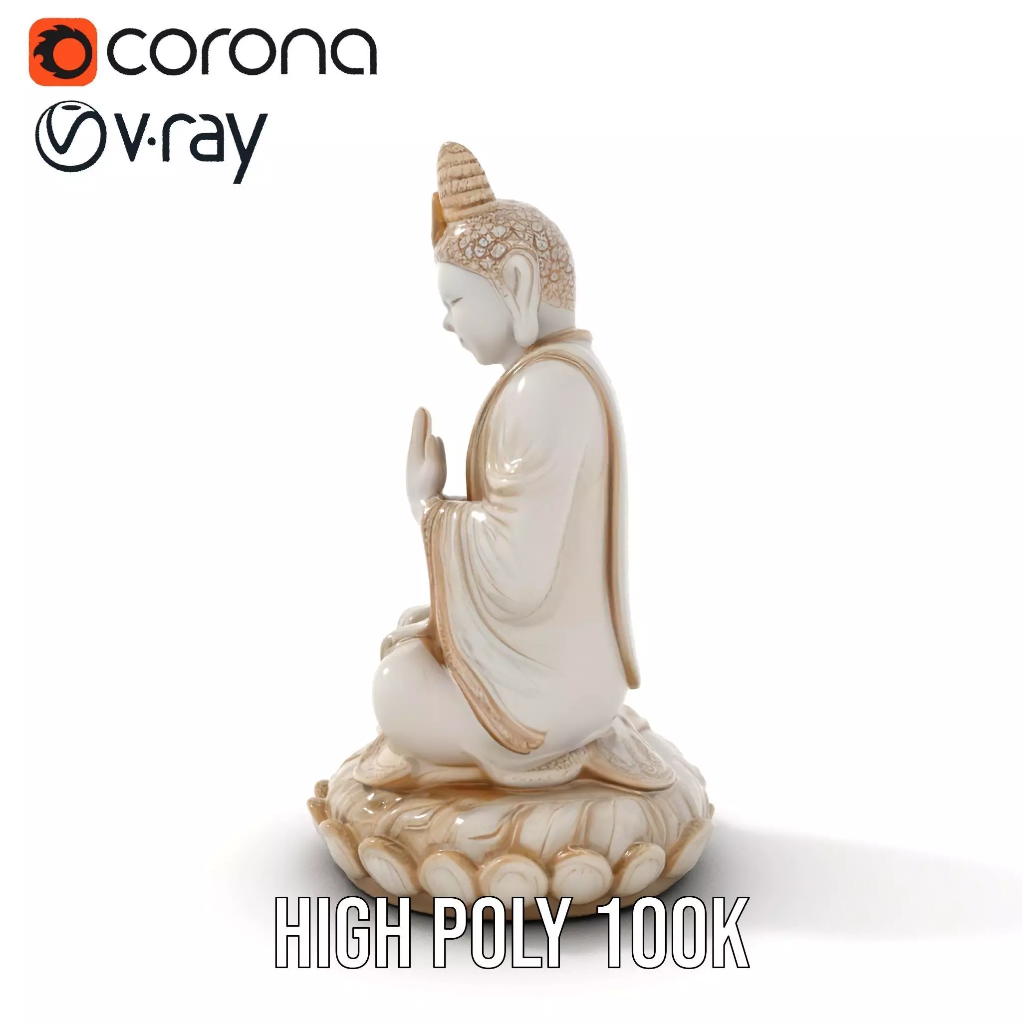 Serene Ivory Buddha model pack Low-poly 3D model_20