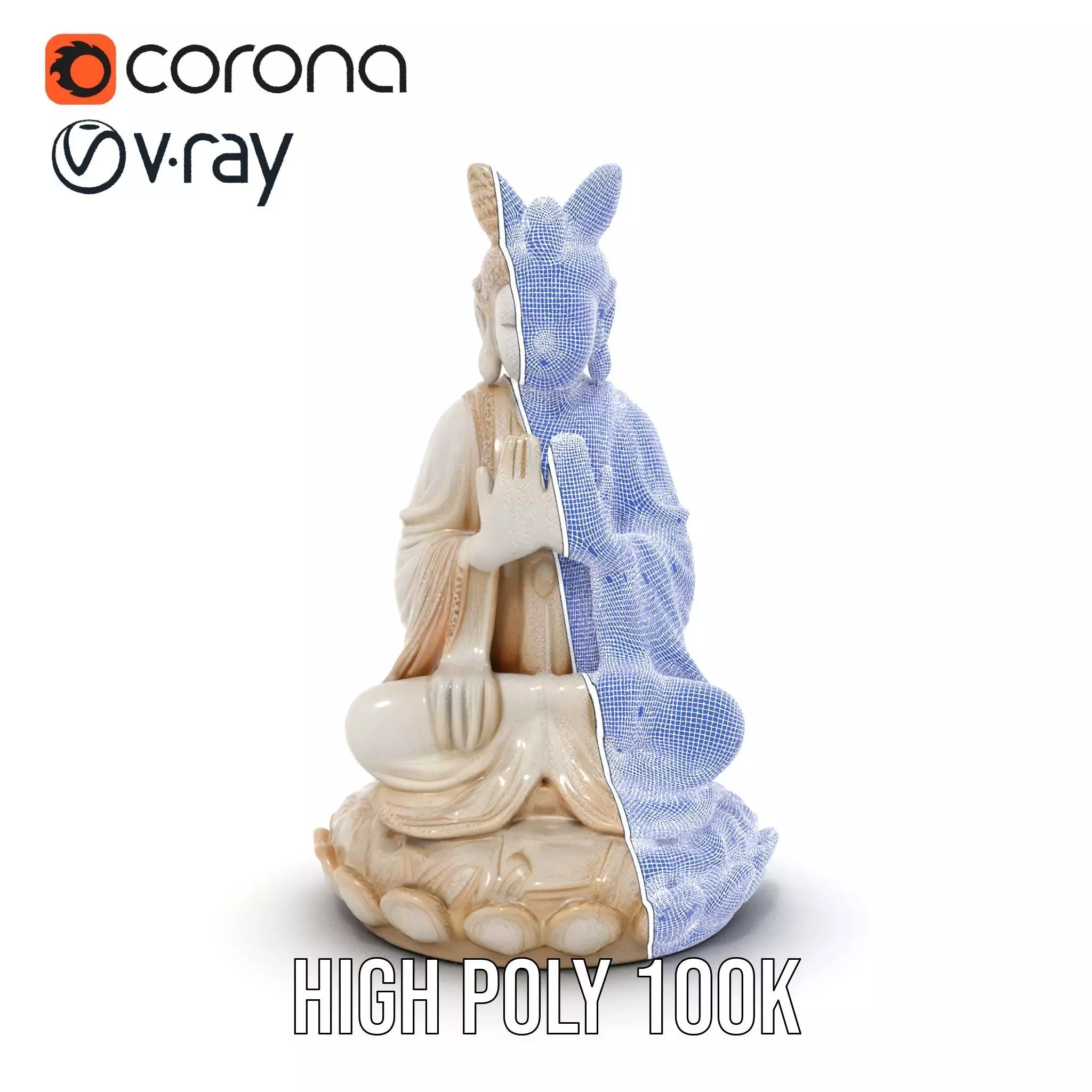 Serene Ivory Buddha model pack Low-poly 3D model_34