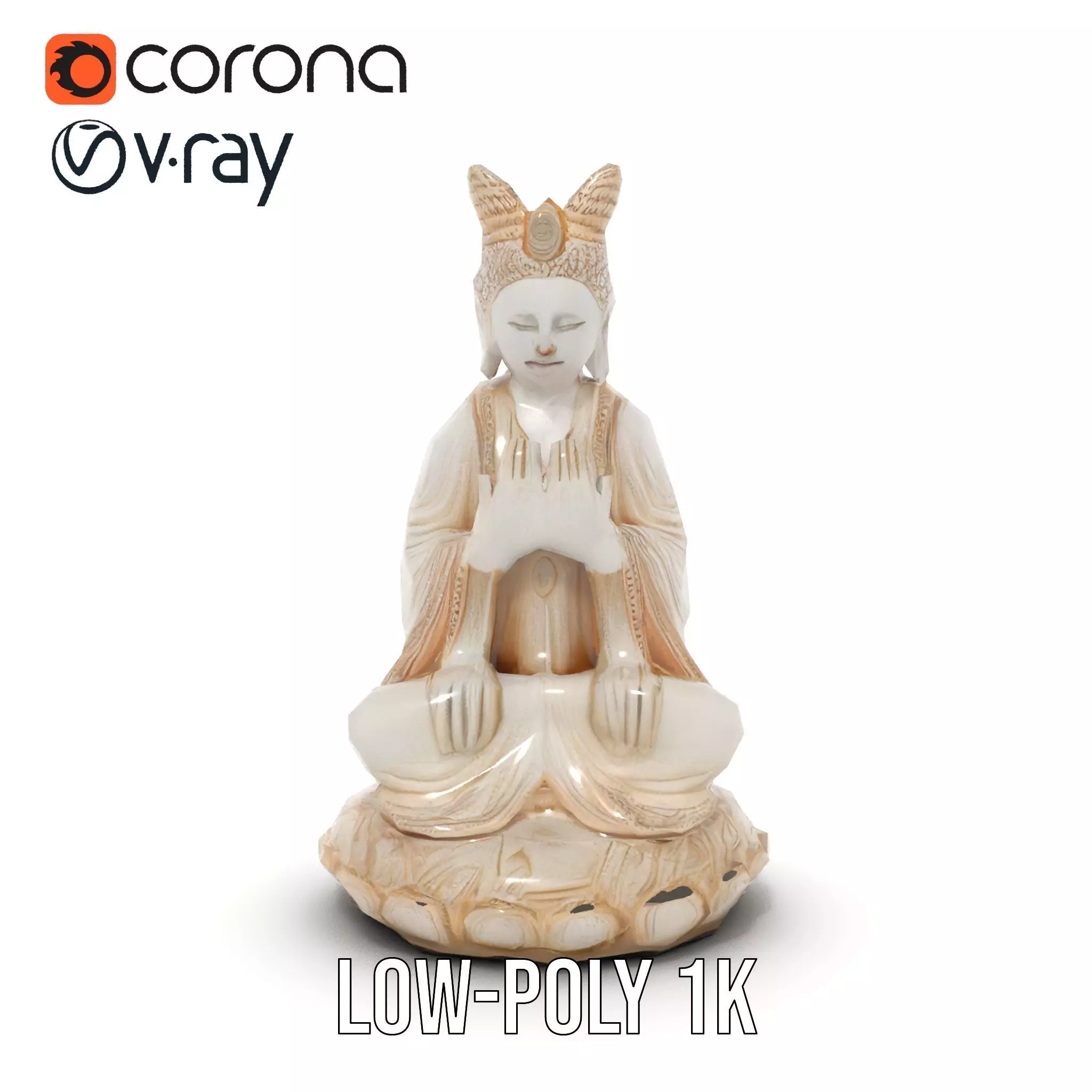 Serene Ivory Buddha model pack Low-poly 3D model_7