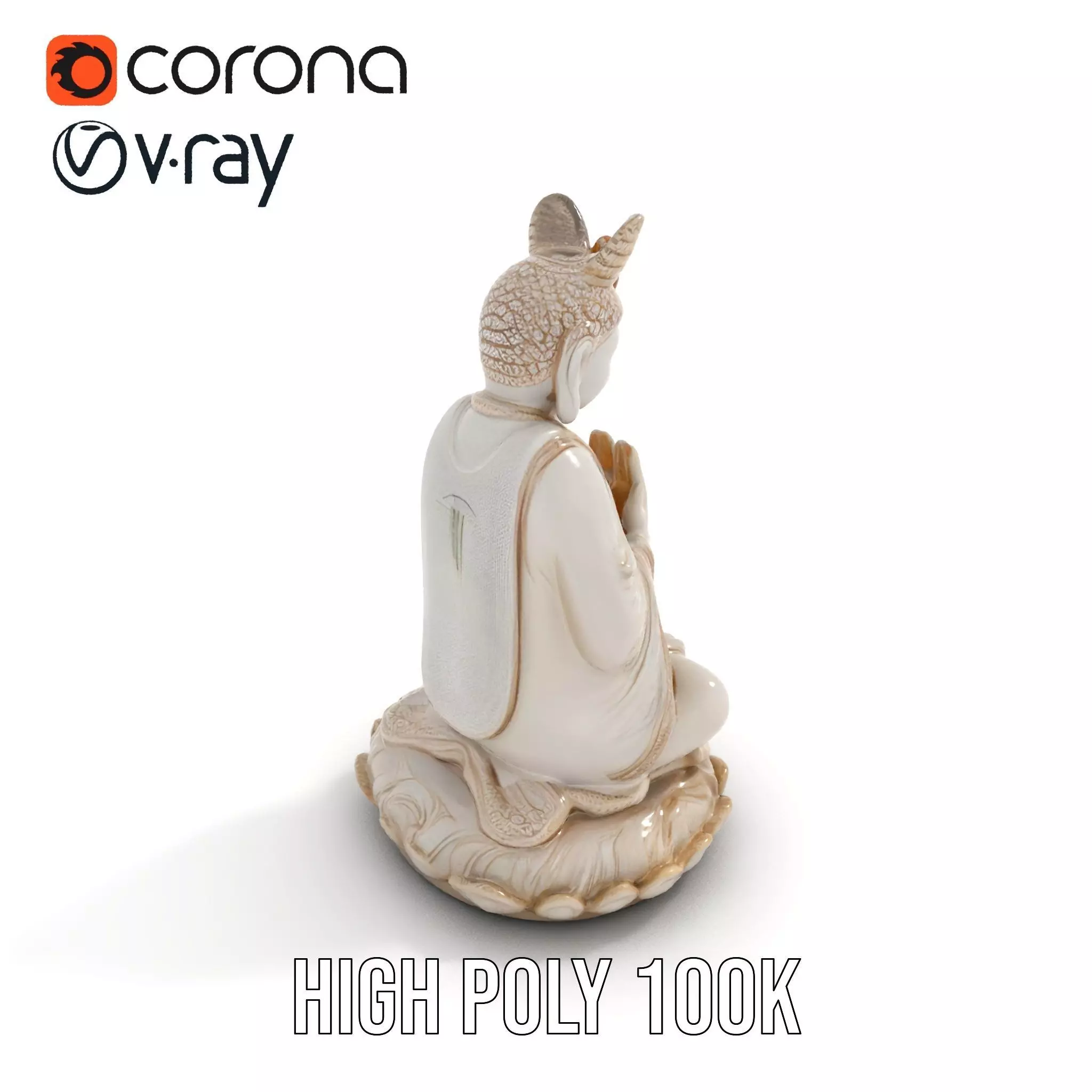Serene Ivory Buddha model pack Low-poly 3D model_15