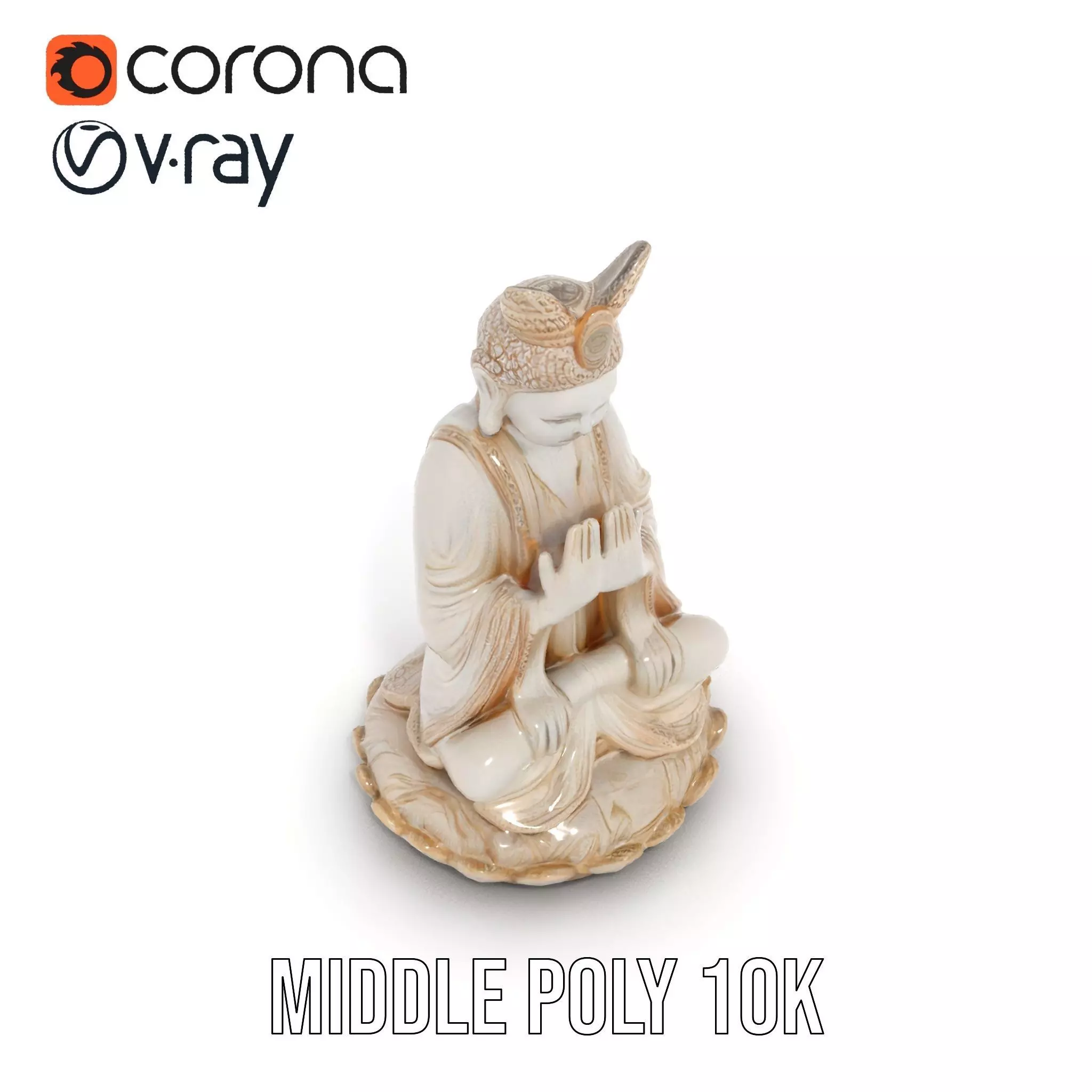Serene Ivory Buddha model pack Low-poly 3D model_5