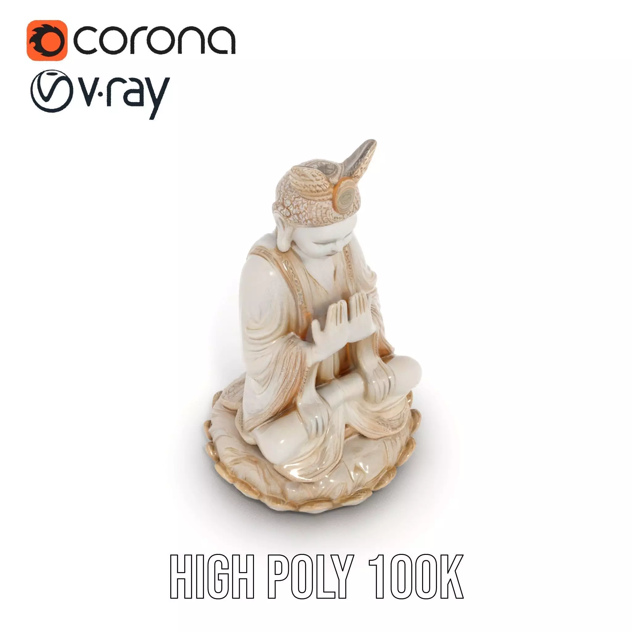Serene Ivory Buddha model pack Low-poly 3D model_23