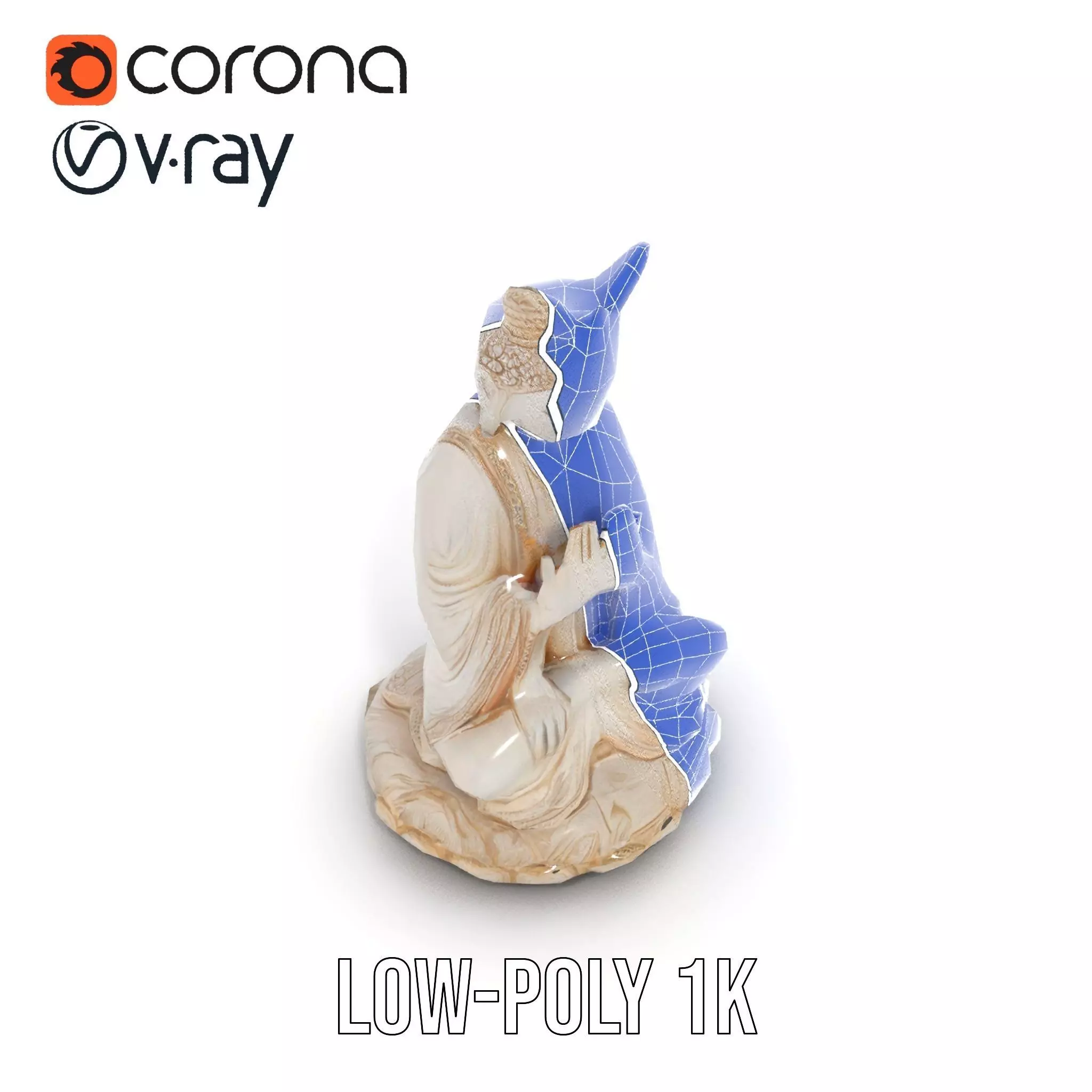 Serene Ivory Buddha model pack Low-poly 3D model_30