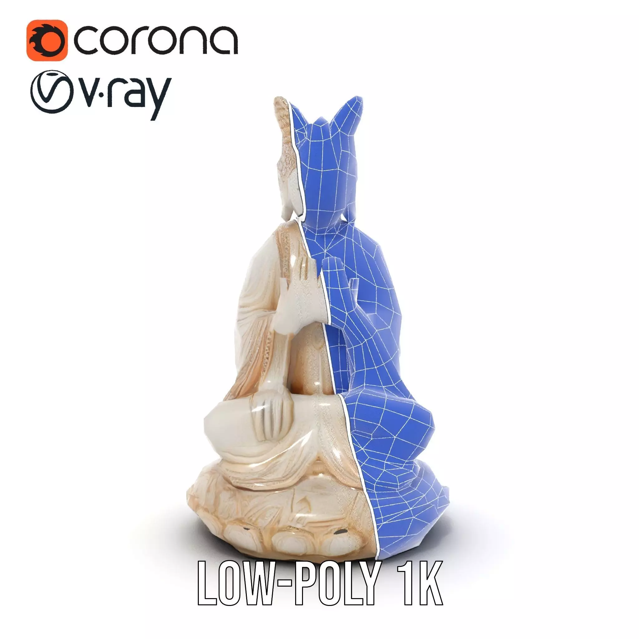 Serene Ivory Buddha model pack Low-poly 3D model_27