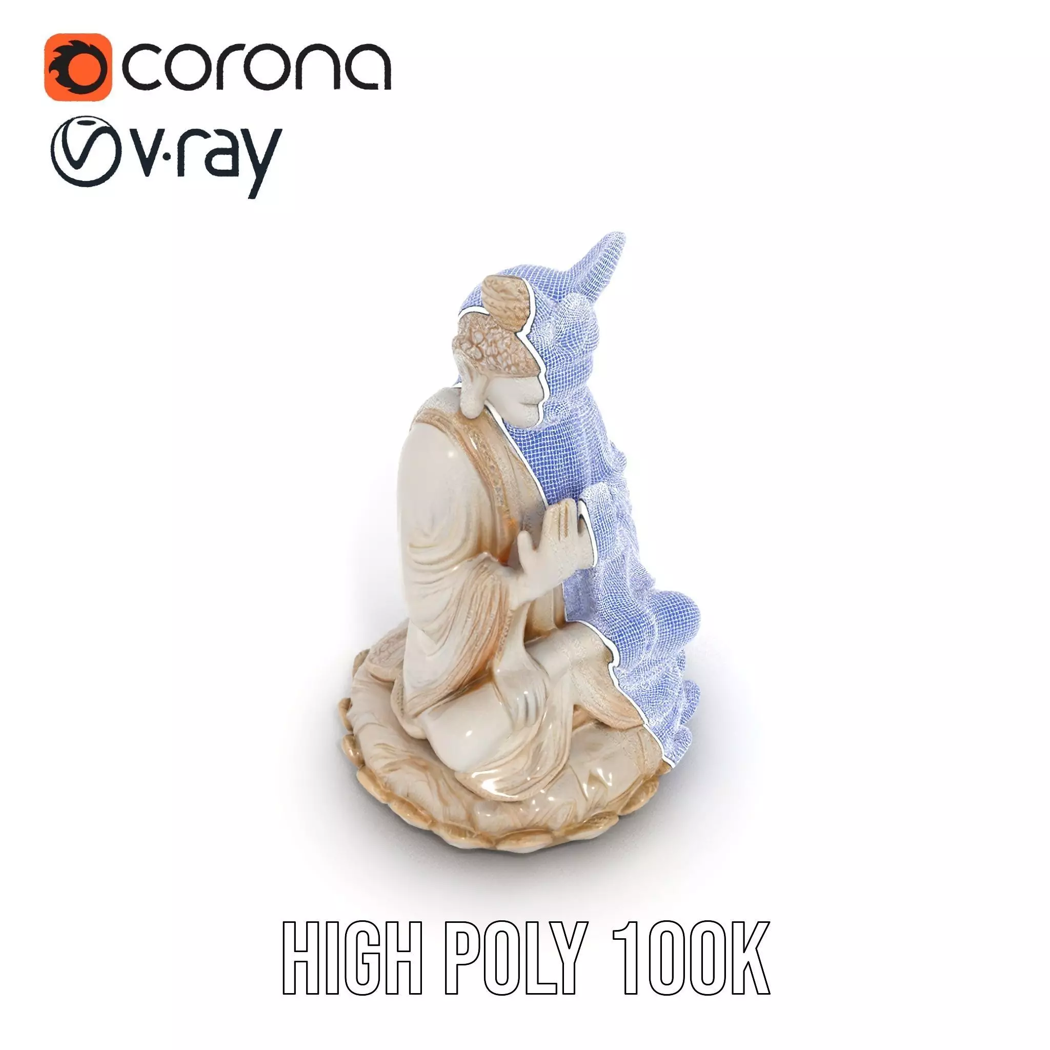 Serene Ivory Buddha model pack Low-poly 3D model_32
