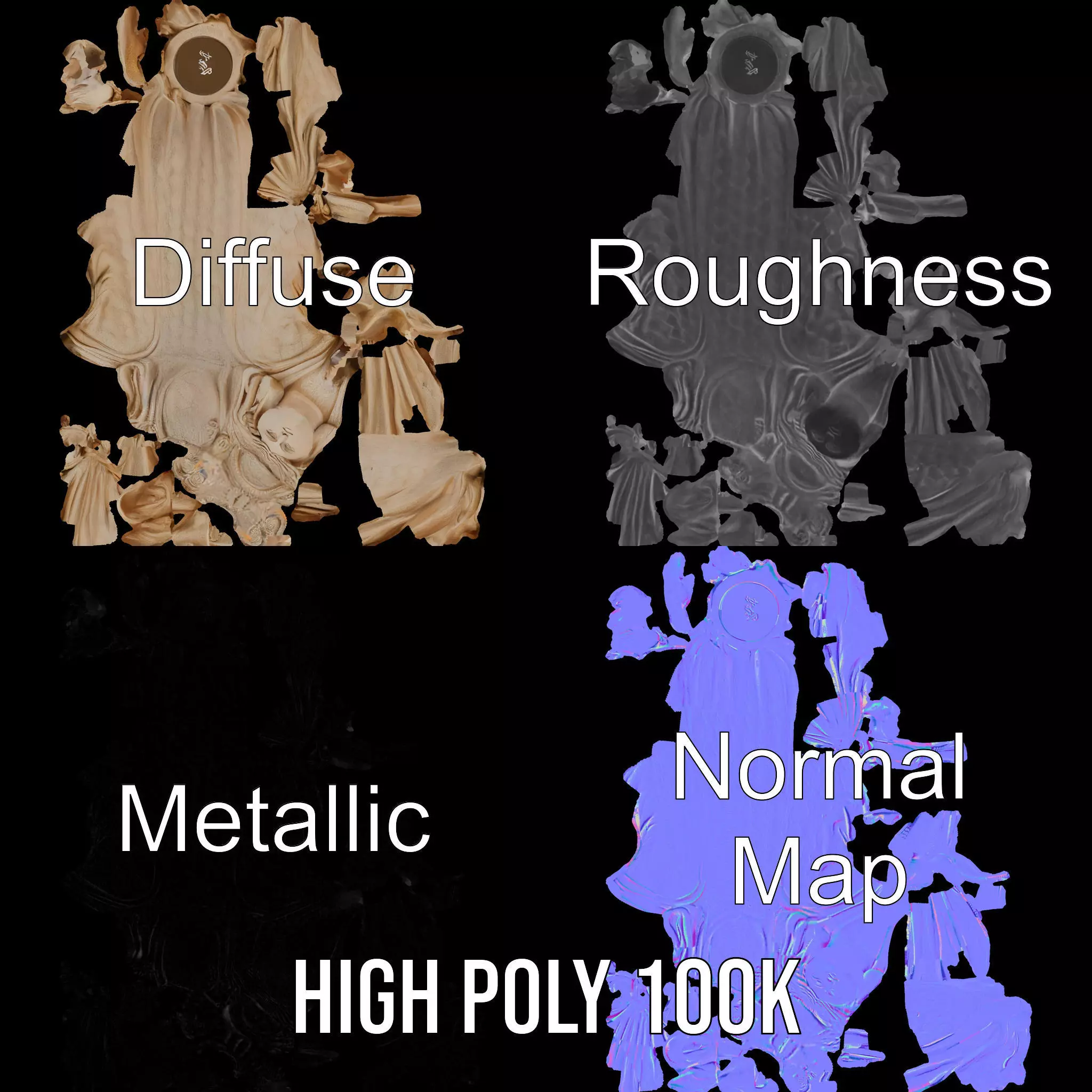 Serene Ivory Figurine model pack Low-poly 3D model_3