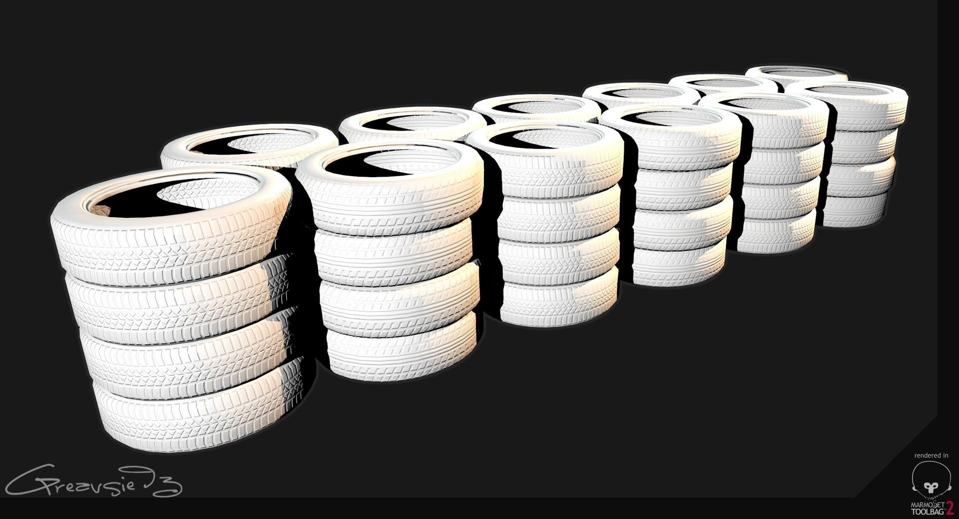 Low Poly PBR Tyre Pack Low-poly 3D model_2
