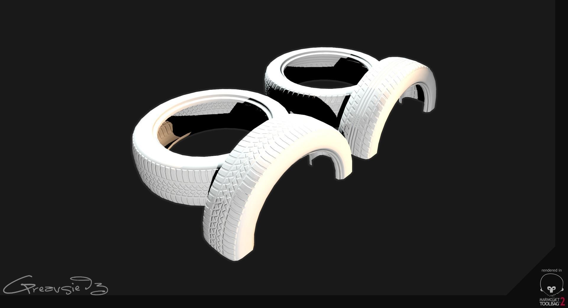 Low Poly PBR Tyre Pack Low-poly 3D model_8