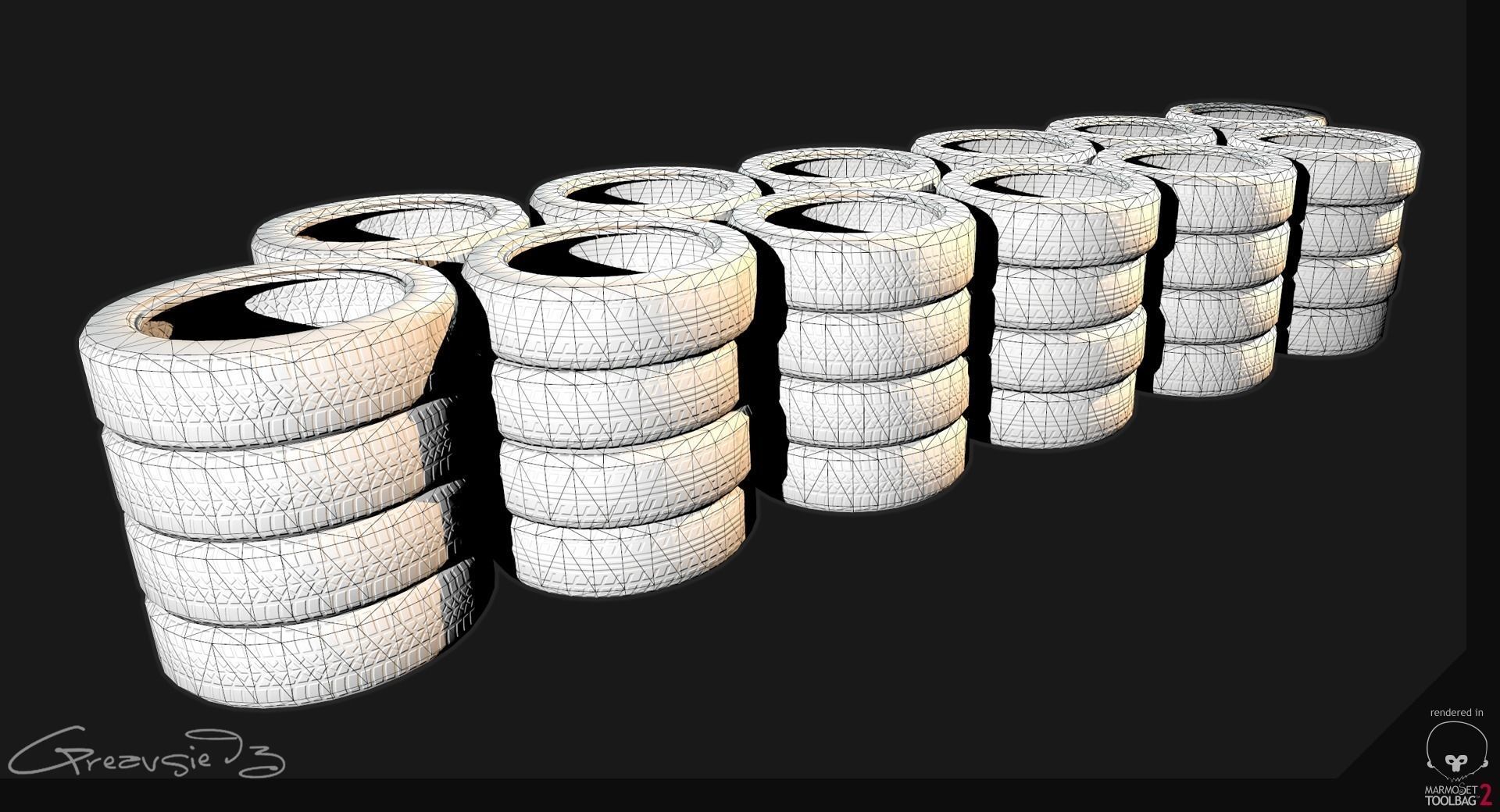 Low Poly PBR Tyre Pack Low-poly 3D model_3