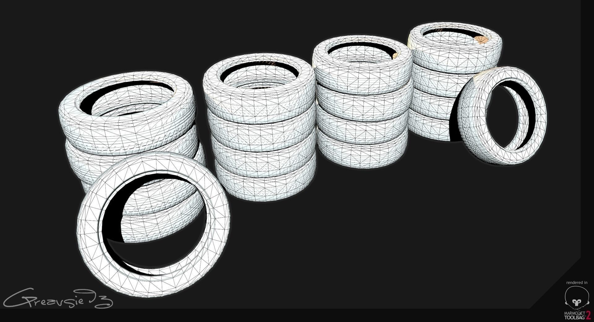Low Poly PBR Tyre Pack Low-poly 3D model_6