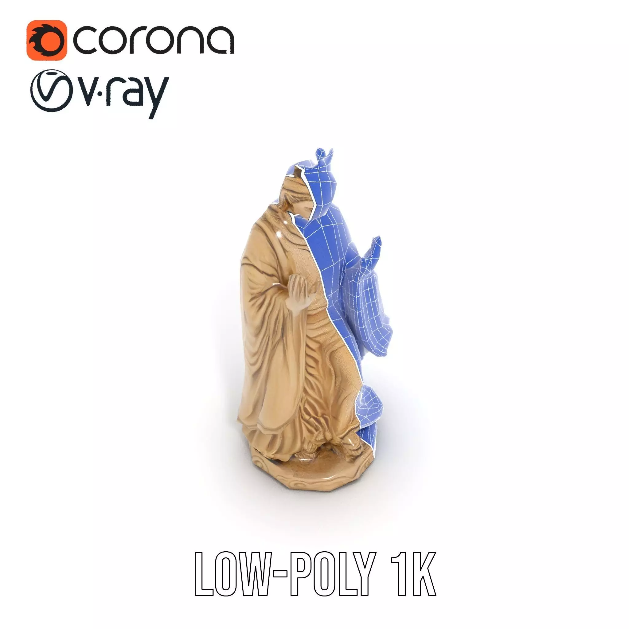 Serene Praying Statue model pack Low-poly 3D model_31