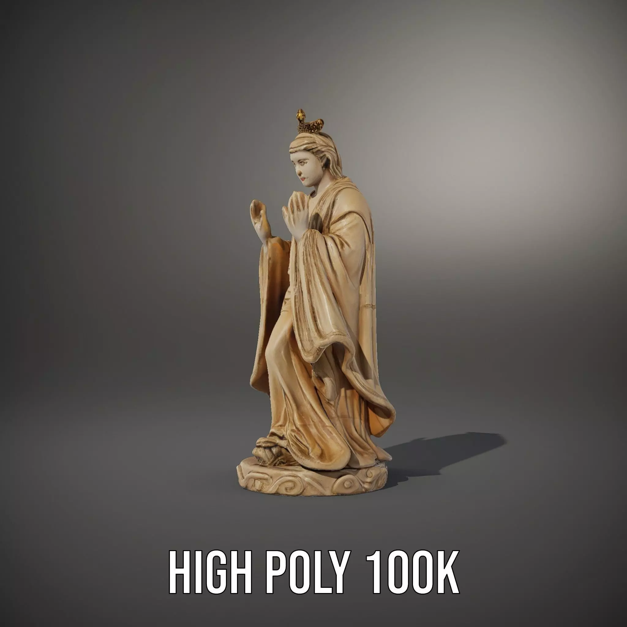 Serene Praying Statue model pack Low-poly 3D model_8