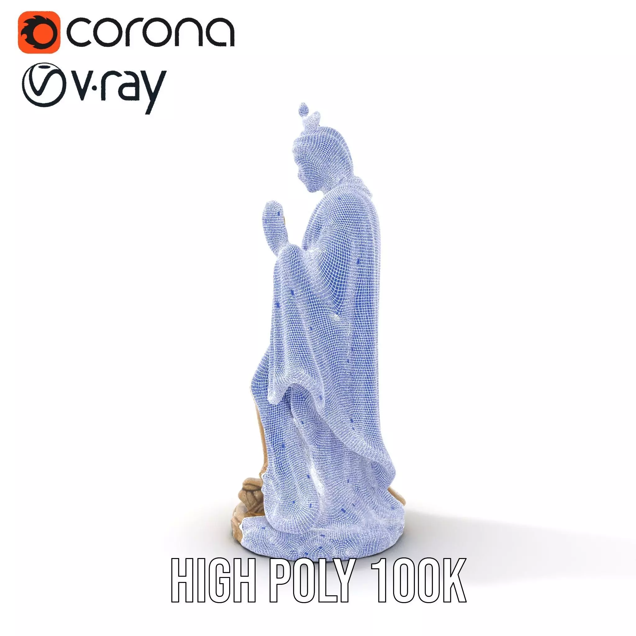 Serene Praying Statue model pack Low-poly 3D model_32